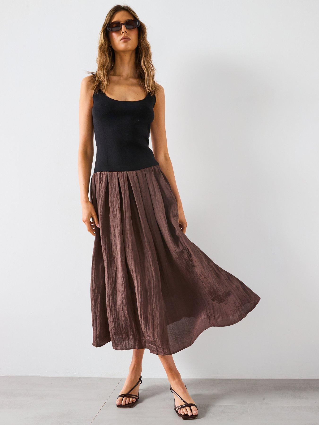 Image 3 of 6 of Mango A-Line Dress - Brown