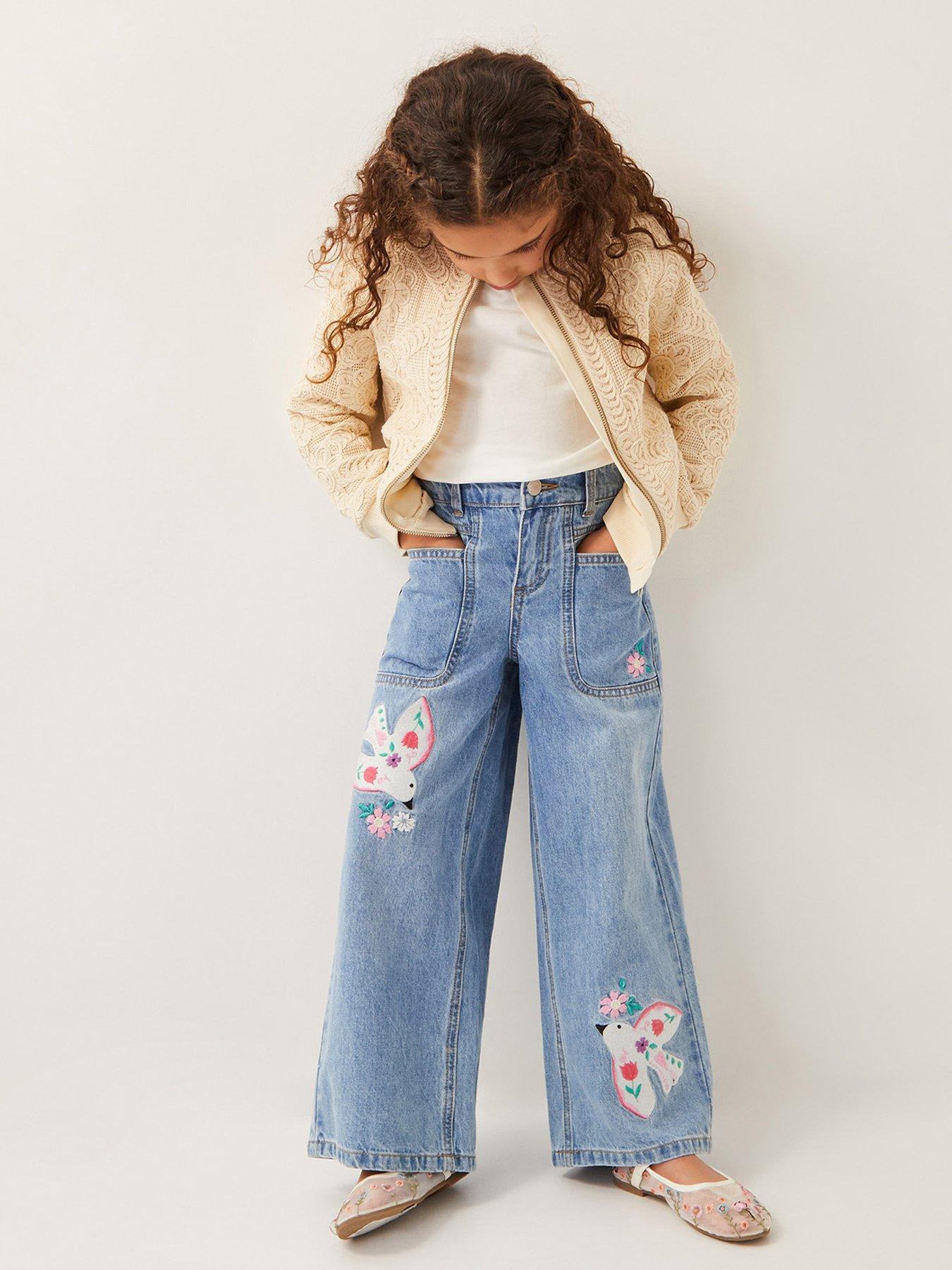 undefined Girls Dove Applique Denim Jeans - Blue
