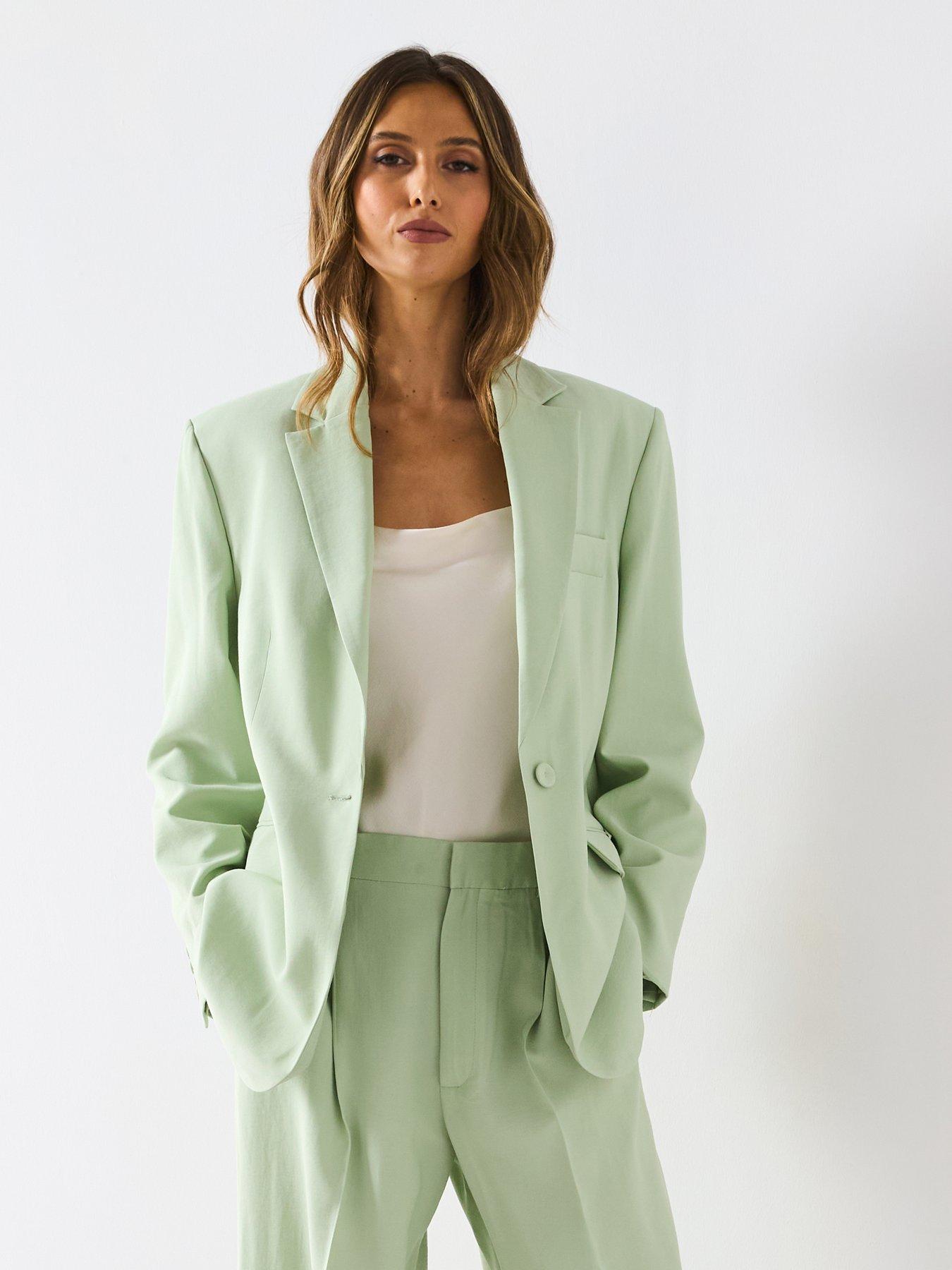 Mango Straight-Fit Suit Jacket - Green