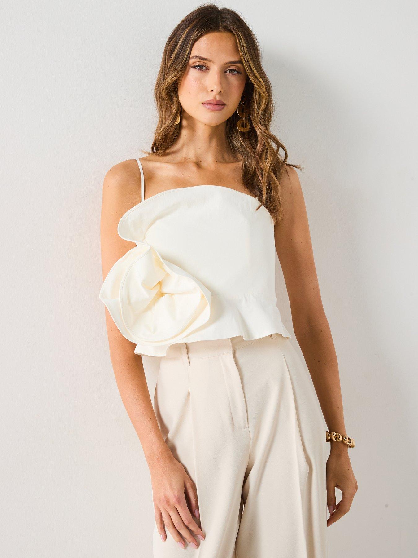 undefined Maxi Ruffle Top - Cream