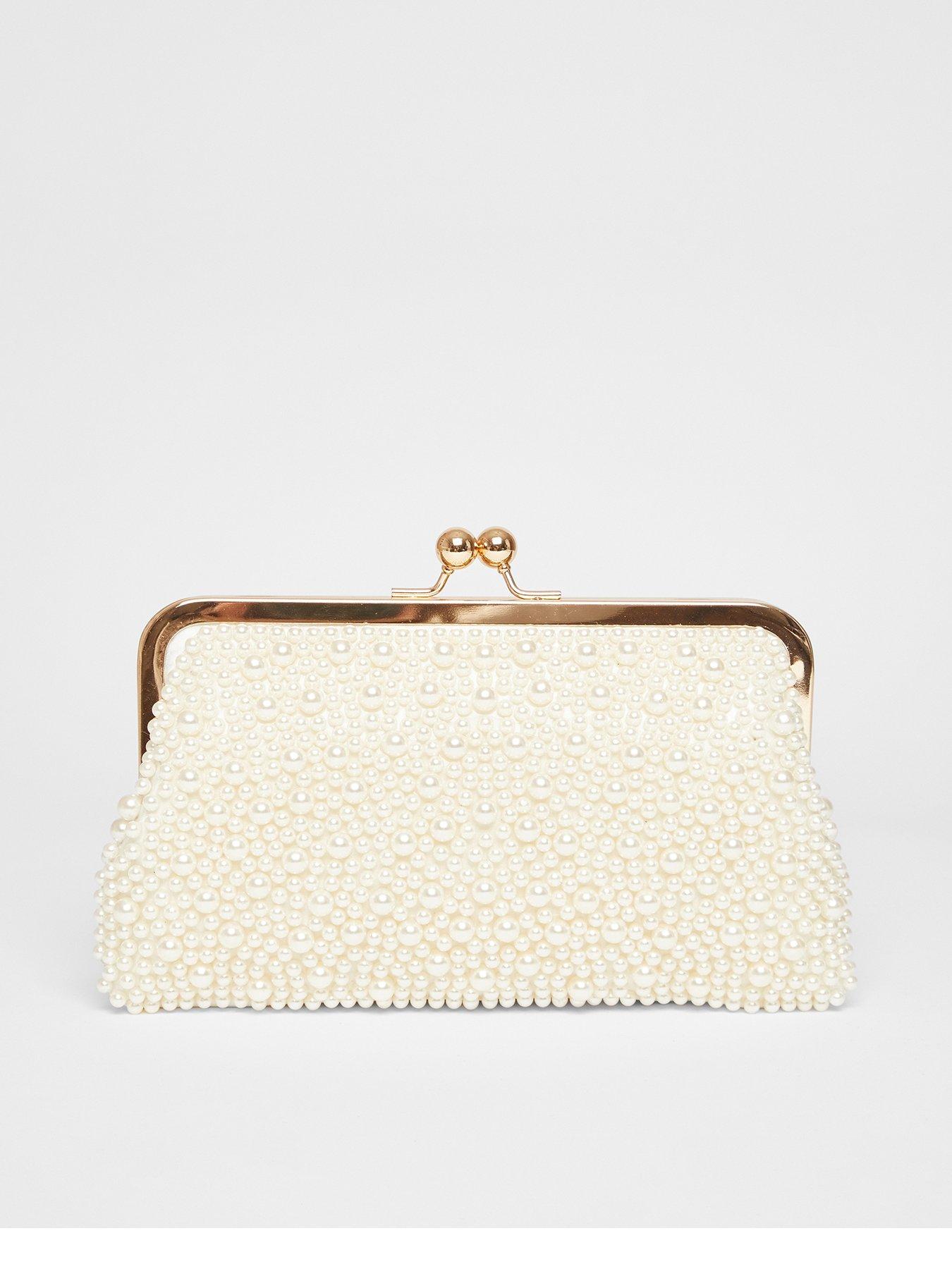 undefined Bridal White Pearl Pouch Bag