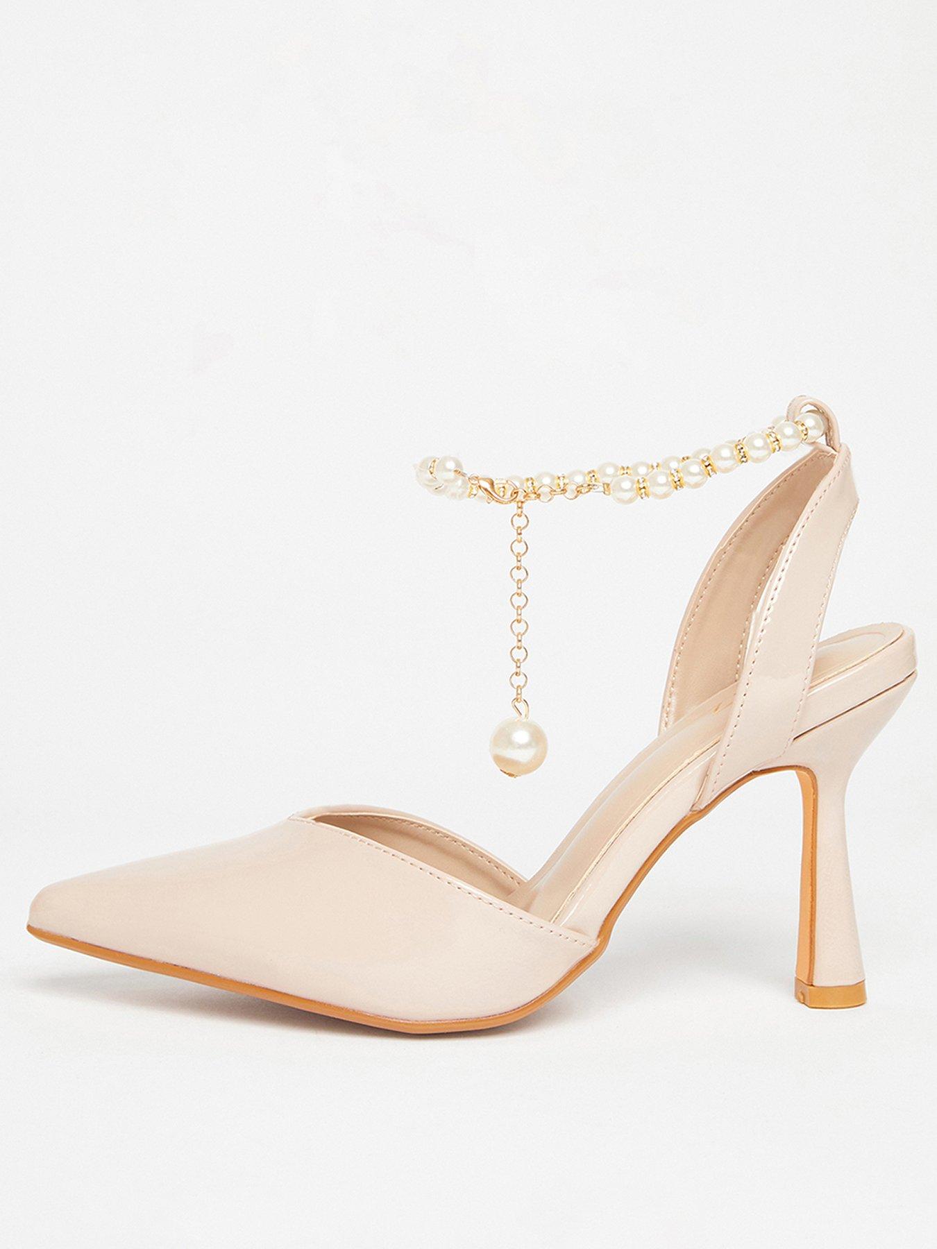 Image 1 of 5 of Quiz Nude Pearl Strap Court Heels