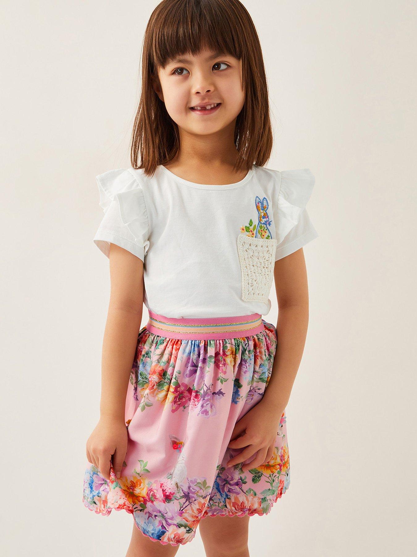 undefined Girls Floral Bunny Skirt - Pink