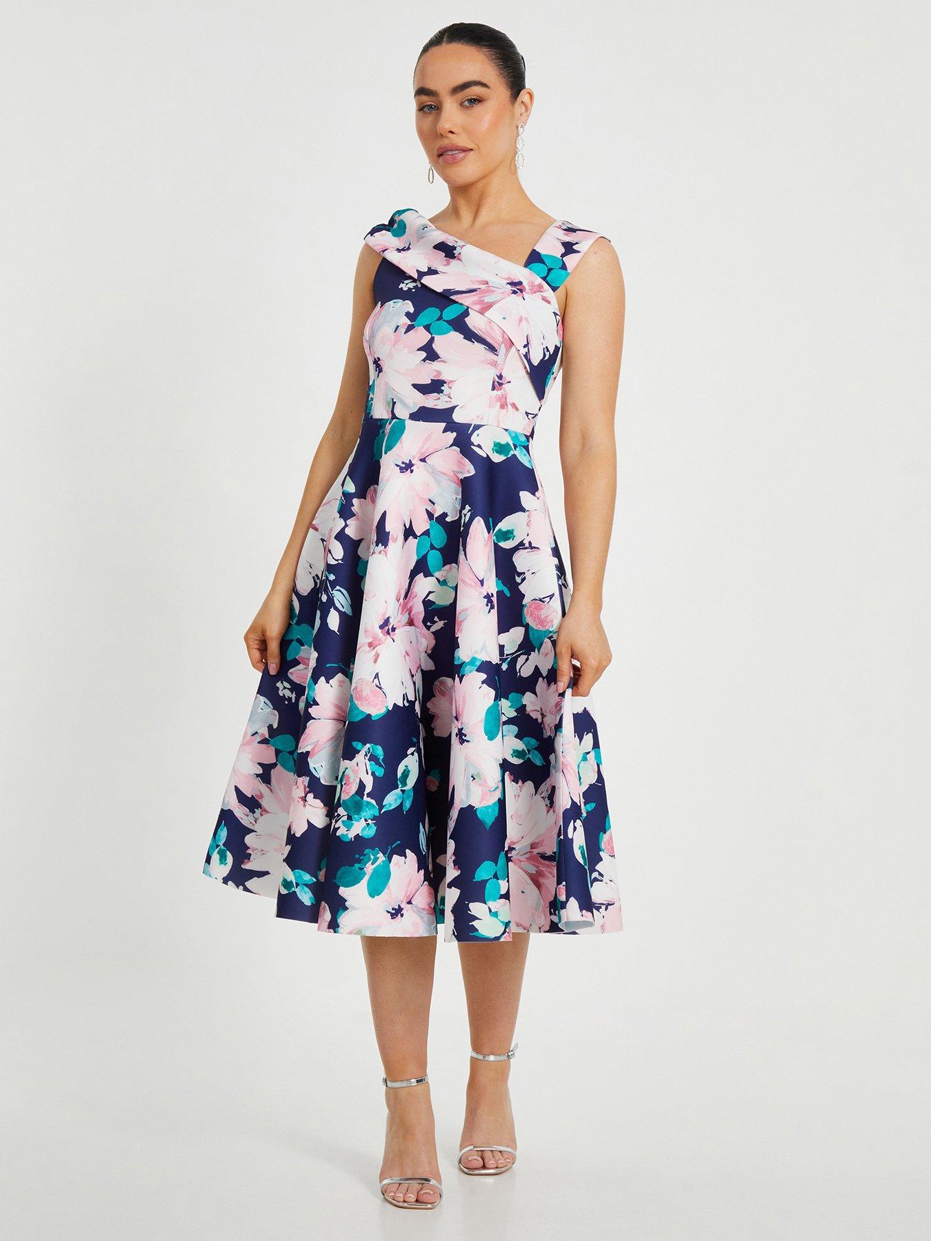 undefined Petite Navy Floral Print Skater Dress