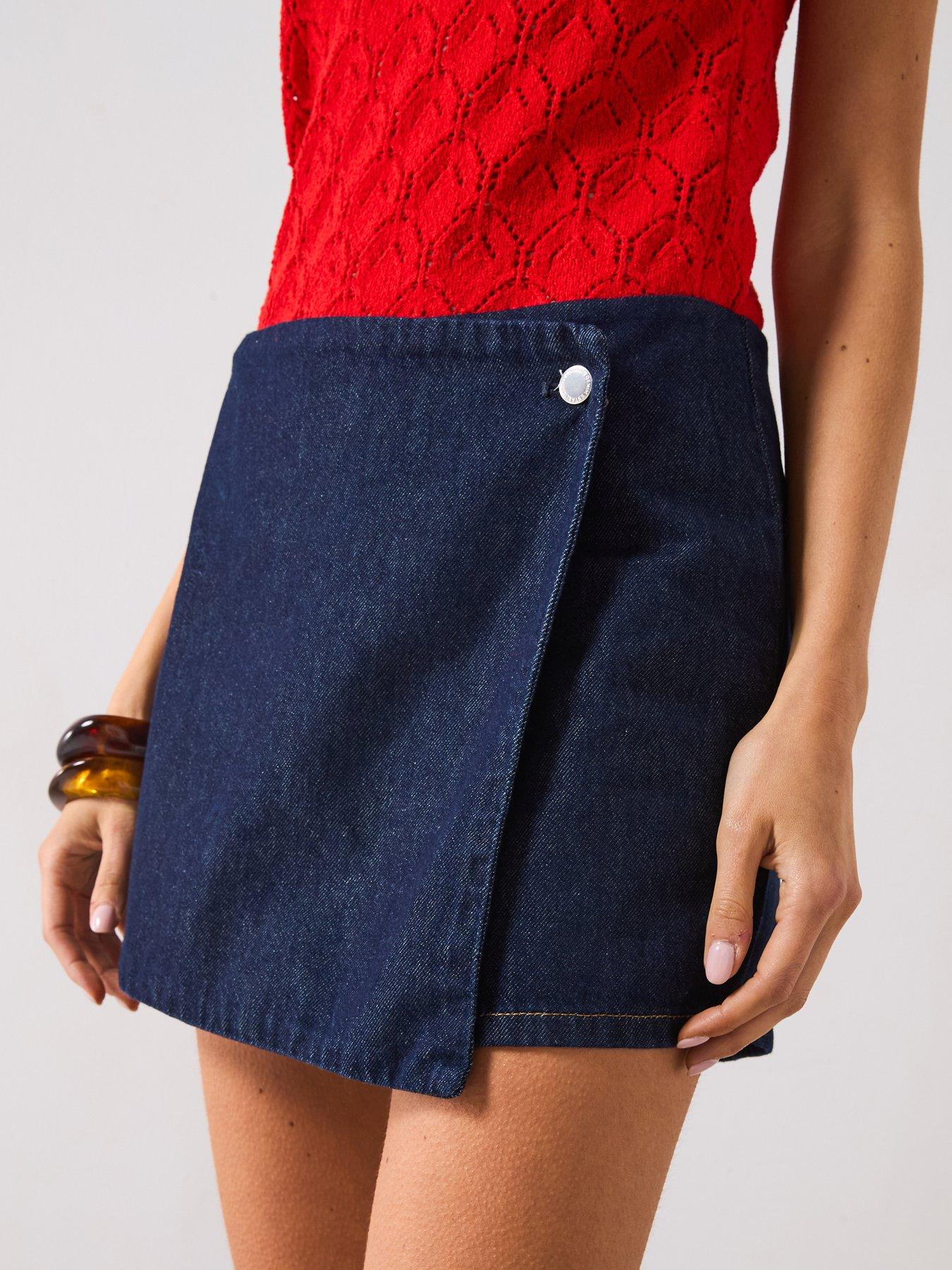 Image 4 of 5 of Mango Denim Skort - Blue