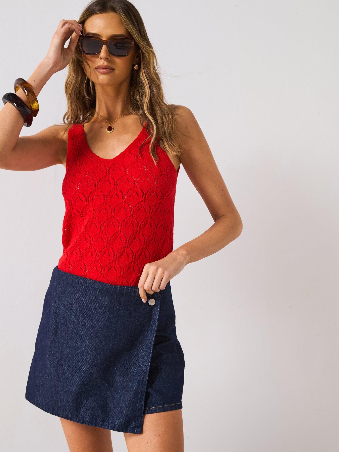 Image 5 of 5 of Mango Denim Skort - Blue