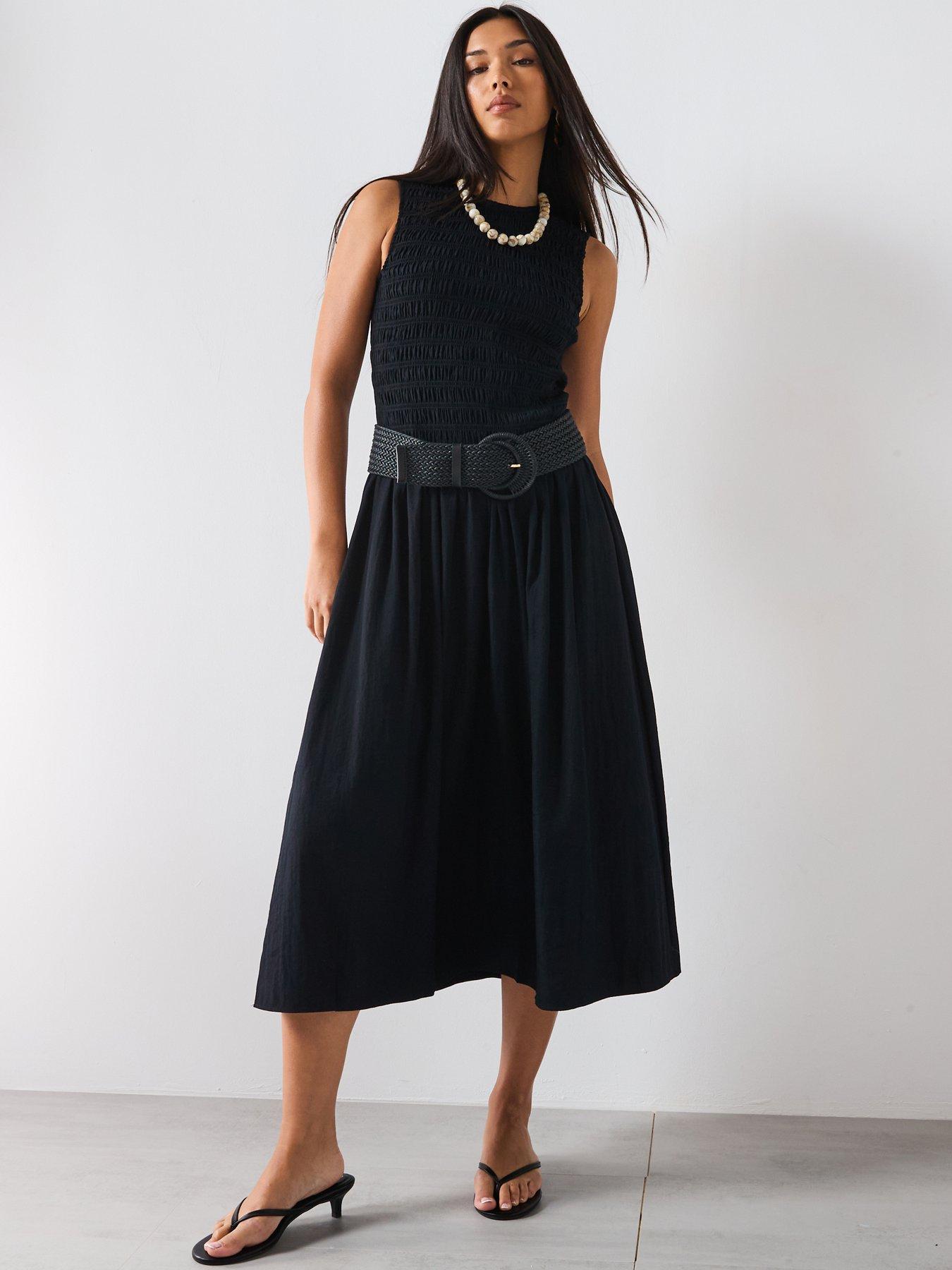 undefined Flared Dress With Gathered Body - Black