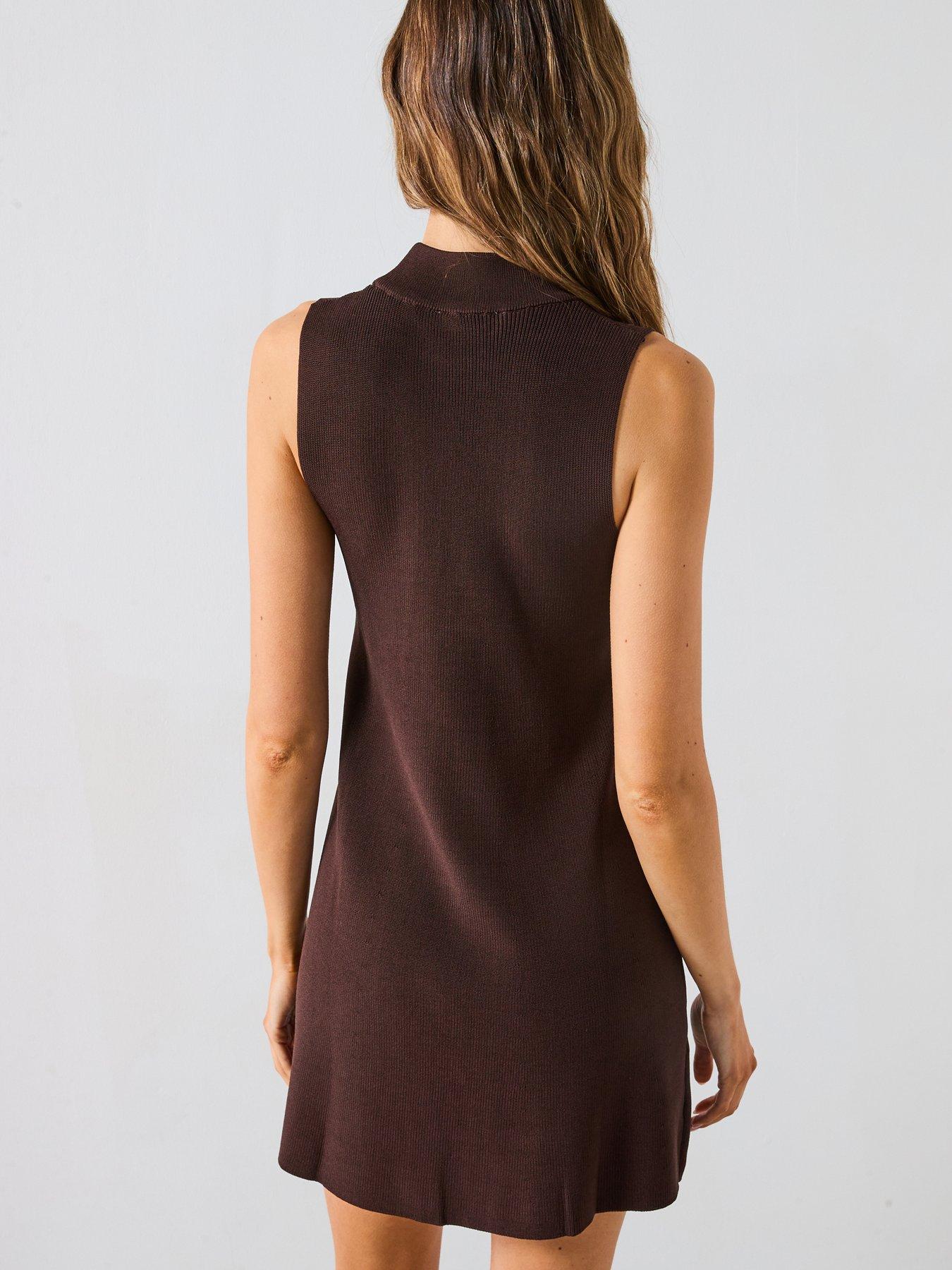 strapless open back dress Raspberry Perkins Ribbed Collar Midi Dress  Love Persimmon