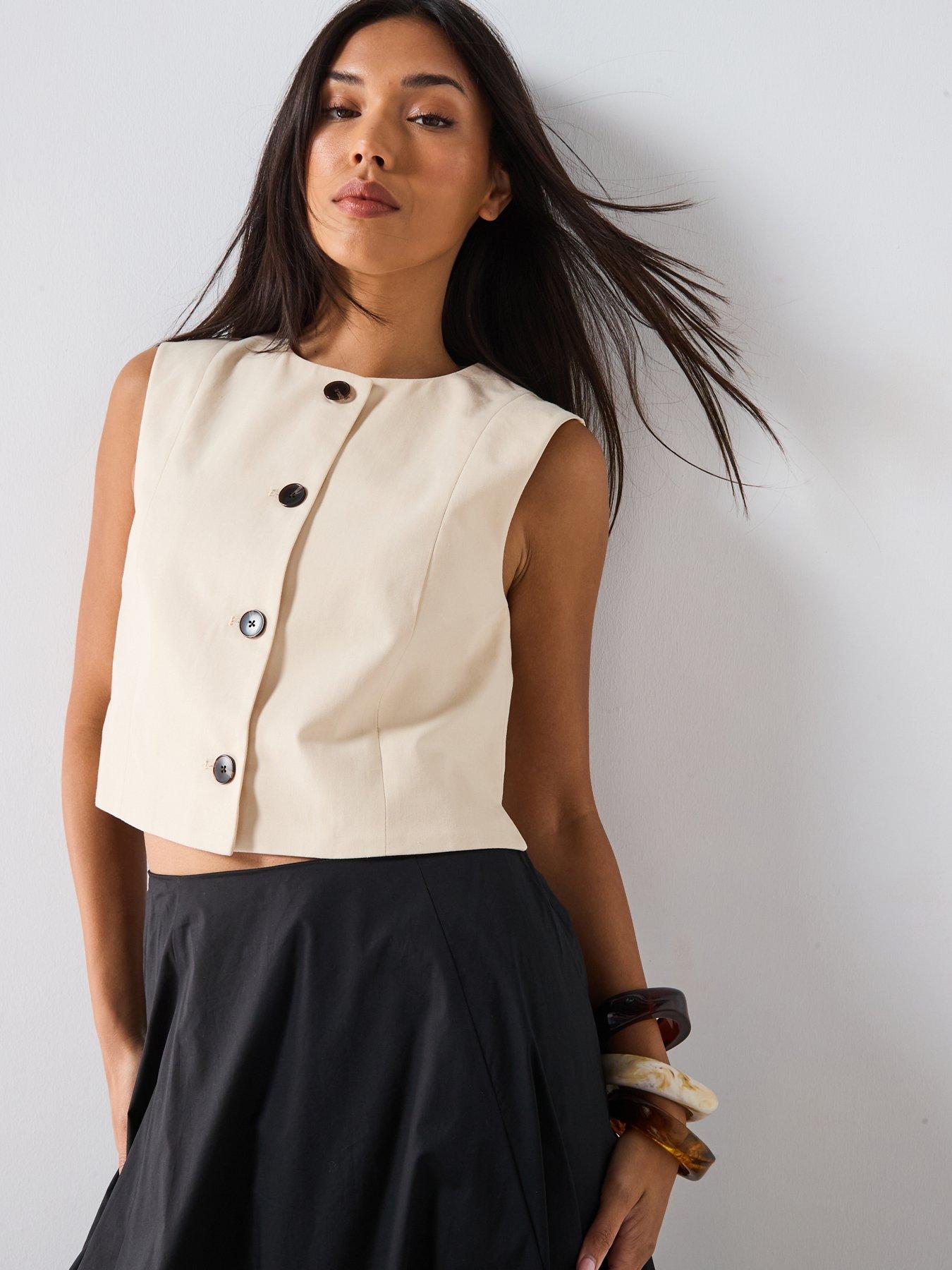 undefined Cotton Crop Top With Buttons