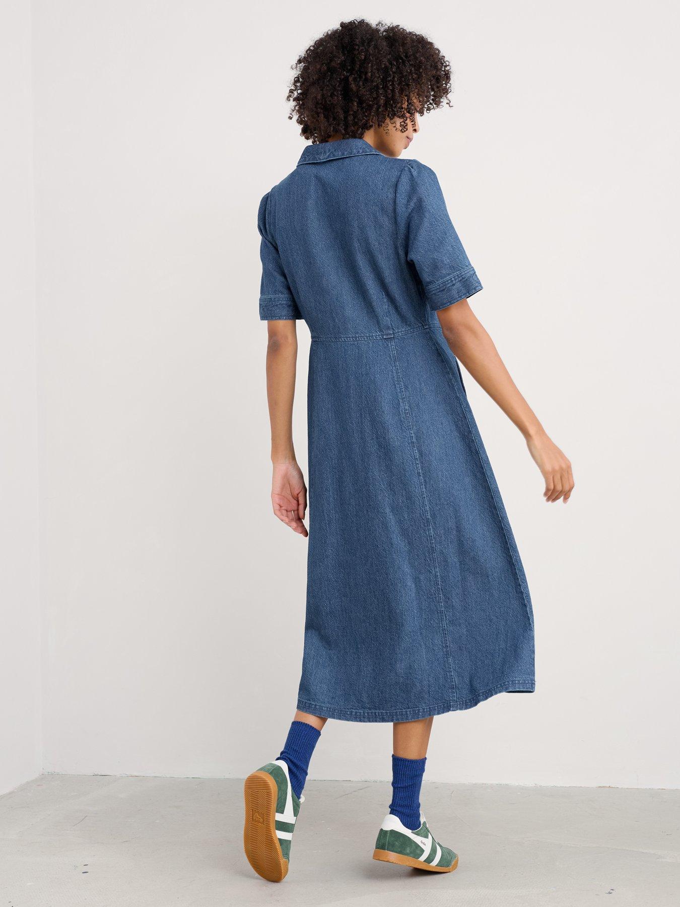 EX Seasalt Green Selven Jersey Dress Leaf Sprig Dark Fern 12 14 16 18 22 26/28