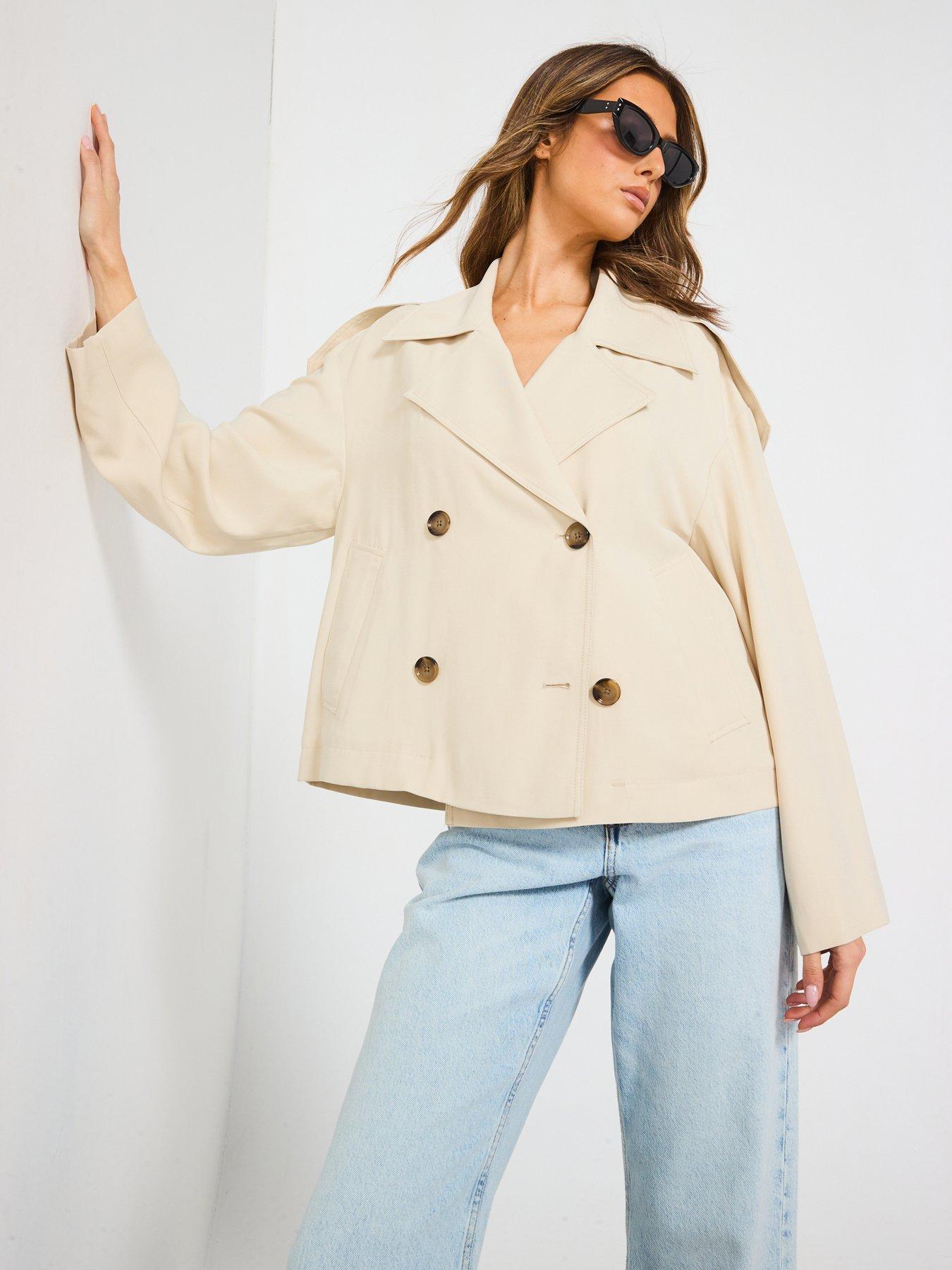 Image 4 of 6 of Mango Double-Breasted Jacket With Lapels - Brown