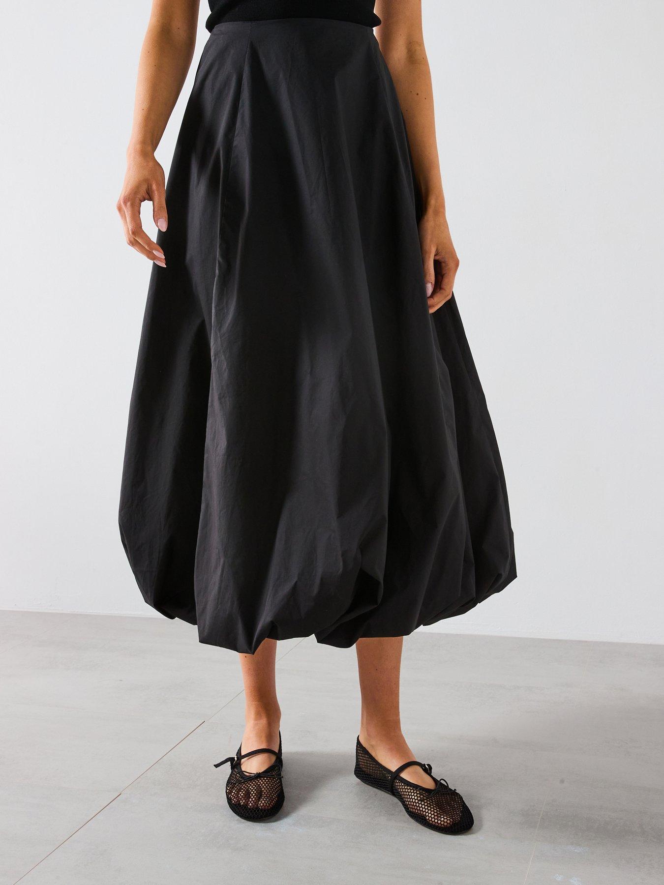 undefined Flared Skirt With Puffed Hem - Black