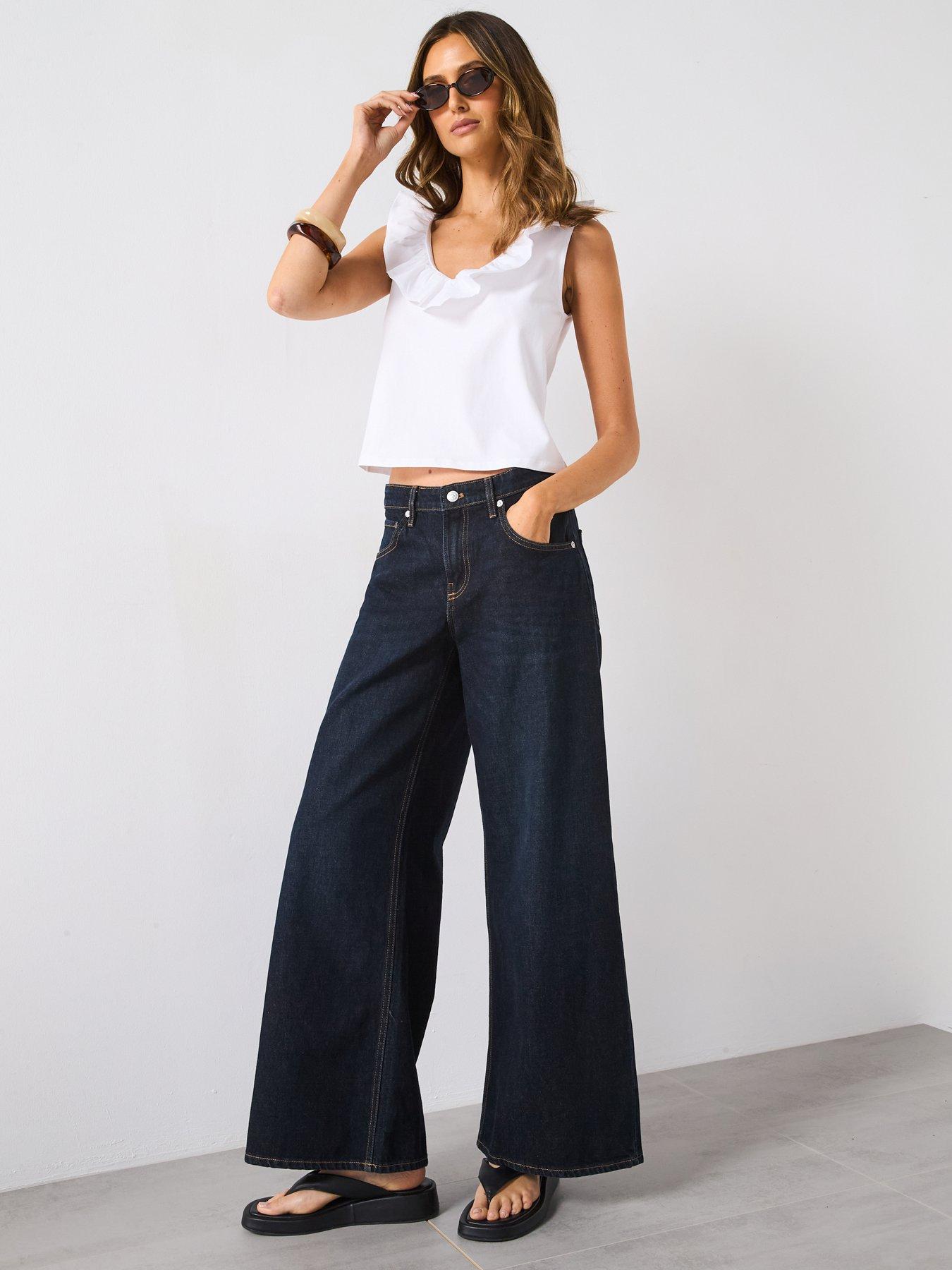 Mango Cotton Top With Ruffles - White | Very