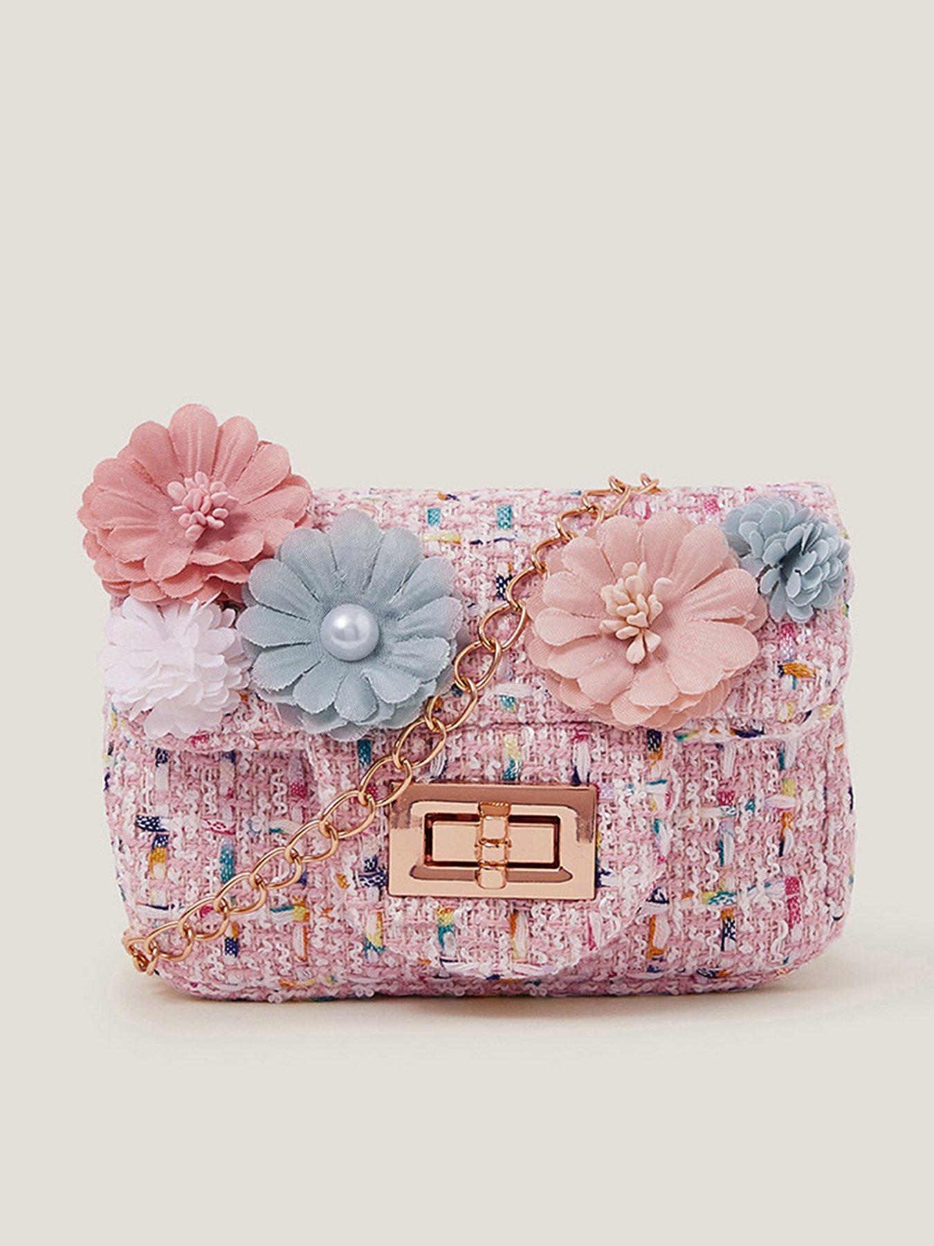 undefined Girls Mini Flower Boucle Bag - Pink
