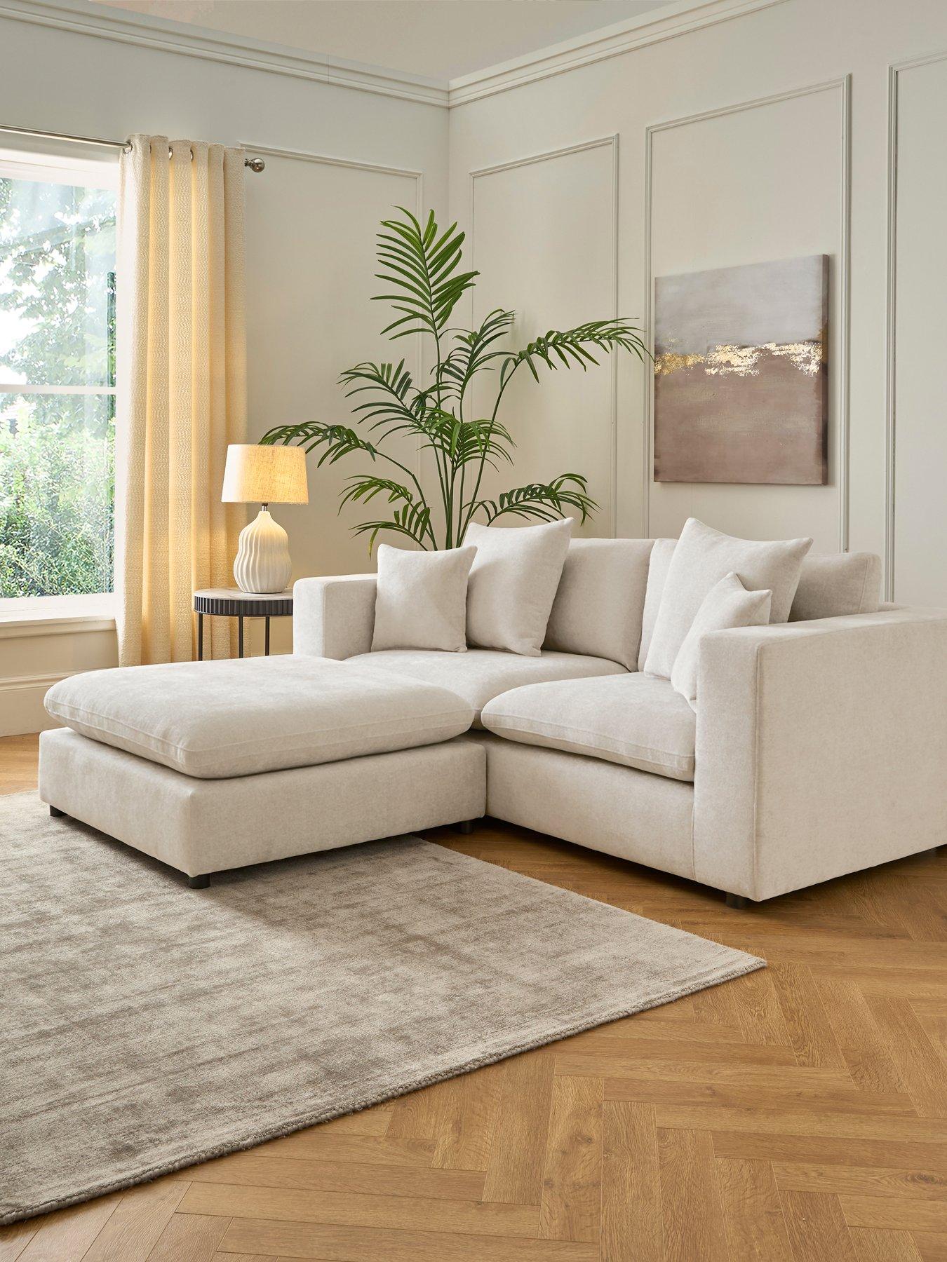 undefined Missouri 3 Seater Fabric Sofa + Footstool