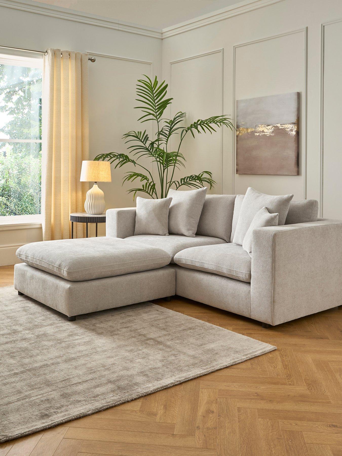 undefined Missouri 3 Seater Fabric Sofa + Footstool