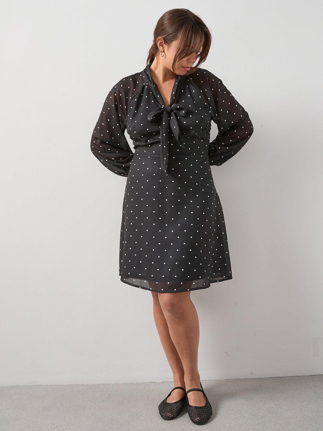 The Very Collection Curve Tie Neck Mini Dress - Print