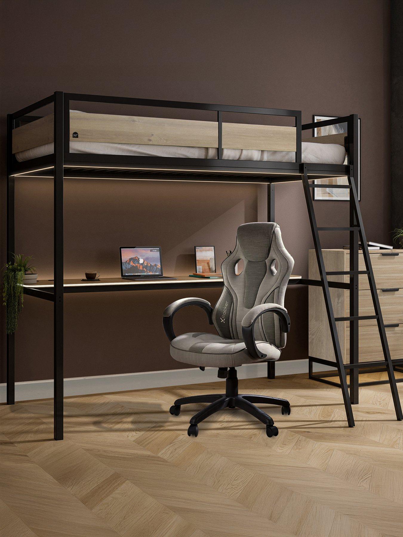 Image 1 of 7 of XR Living Denver Single High Sleeper Bed with Wireless Charging and LED lights&nbsp;- Oak/Black