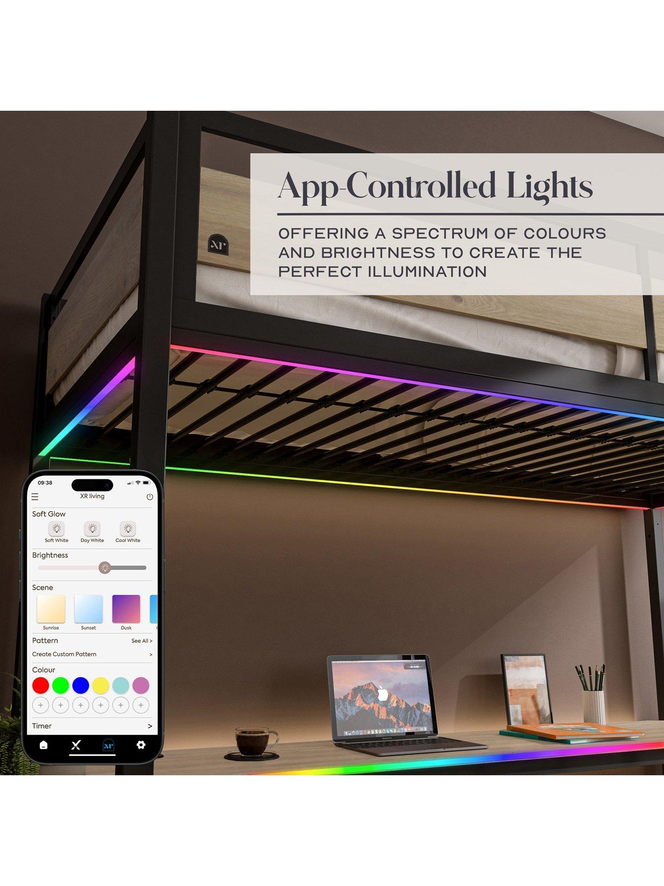 Image 3 of 7 of XR Living Denver Single High Sleeper Bed with Wireless Charging and LED lights&nbsp;- Oak/Black