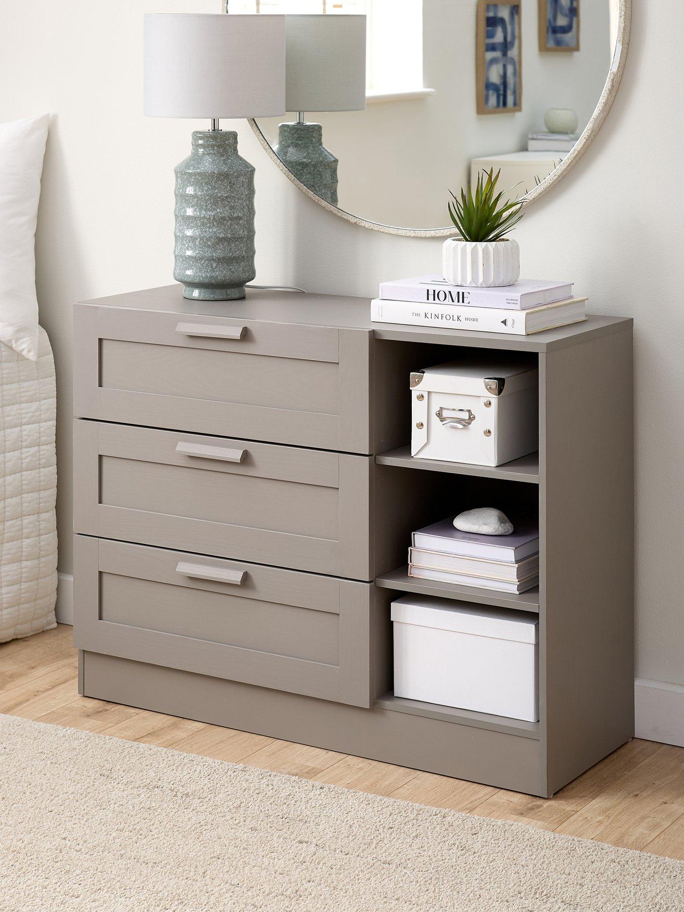 undefined Taryn Kids 3 Drawer, 3 Shelf Chest - Grey