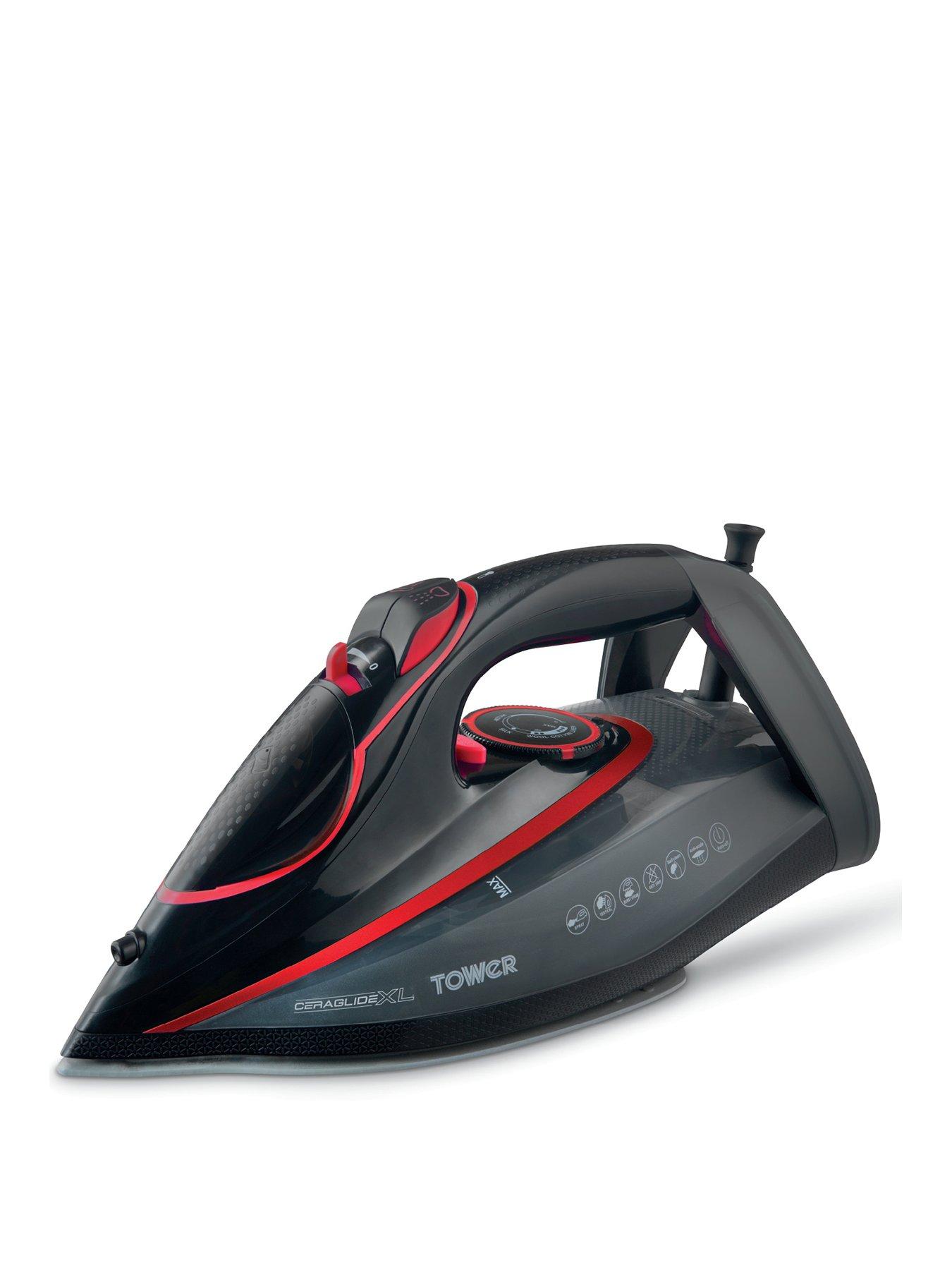 Tower T22032RED Steam Iron with Ceraglide XL Ceramic Soleplate - Red  &  Black