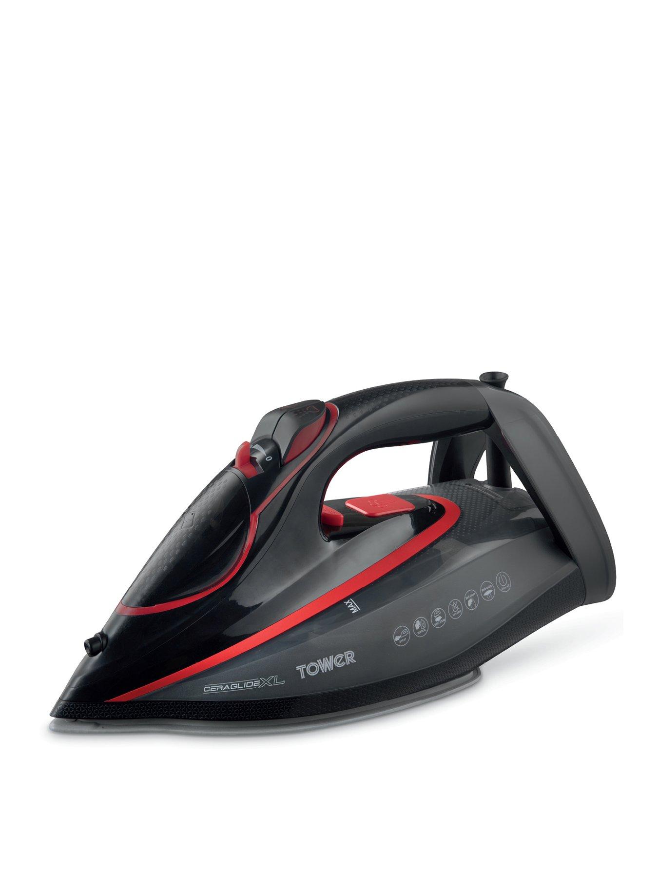 Image 1 of 7 of Tower T22034RED Steam Iron with Ceraglide XL Ceramic Soleplate - Red &amp; Black