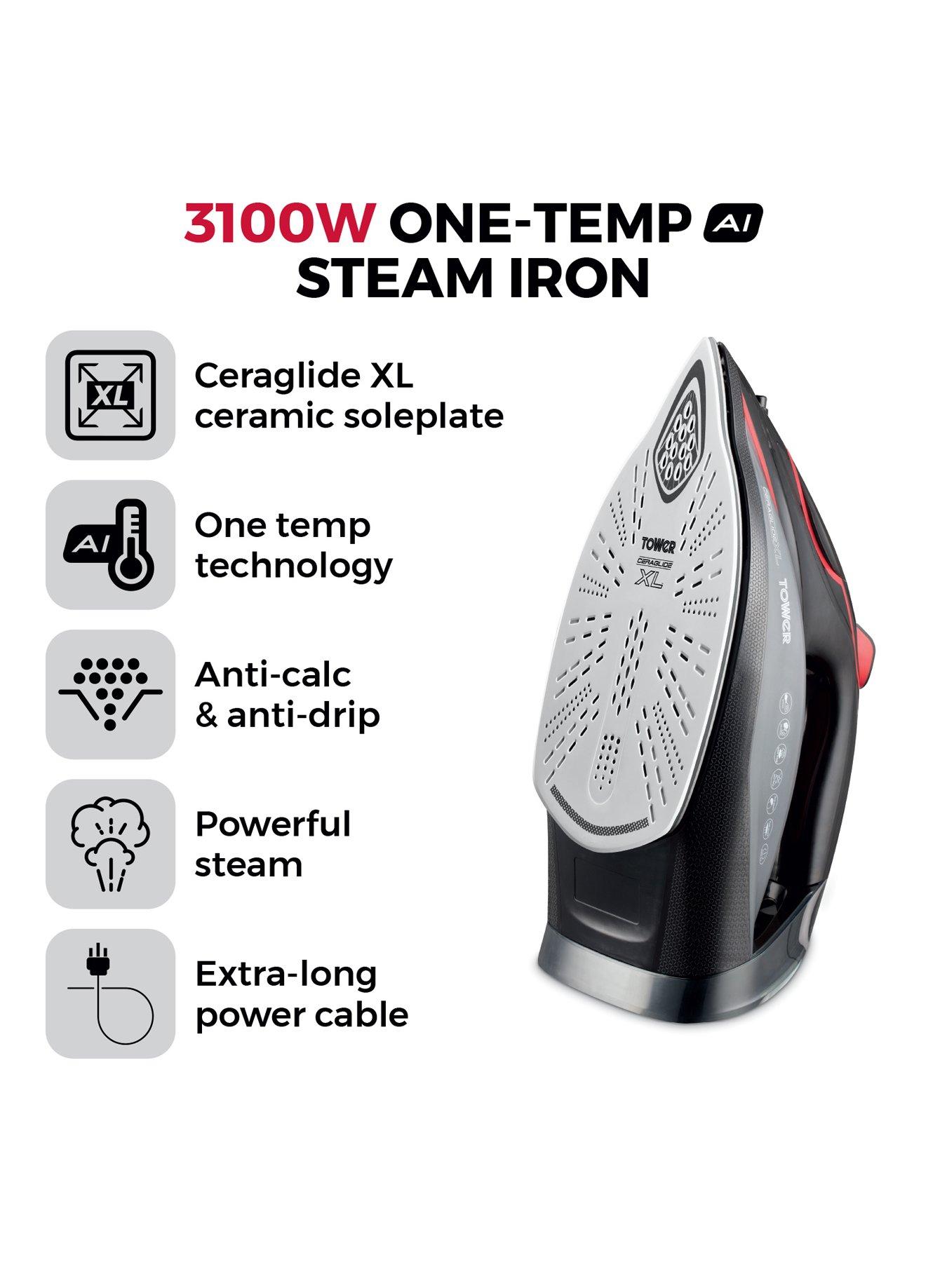 Image 2 of 7 of Tower T22034RED Steam Iron with Ceraglide XL Ceramic Soleplate - Red &amp; Black