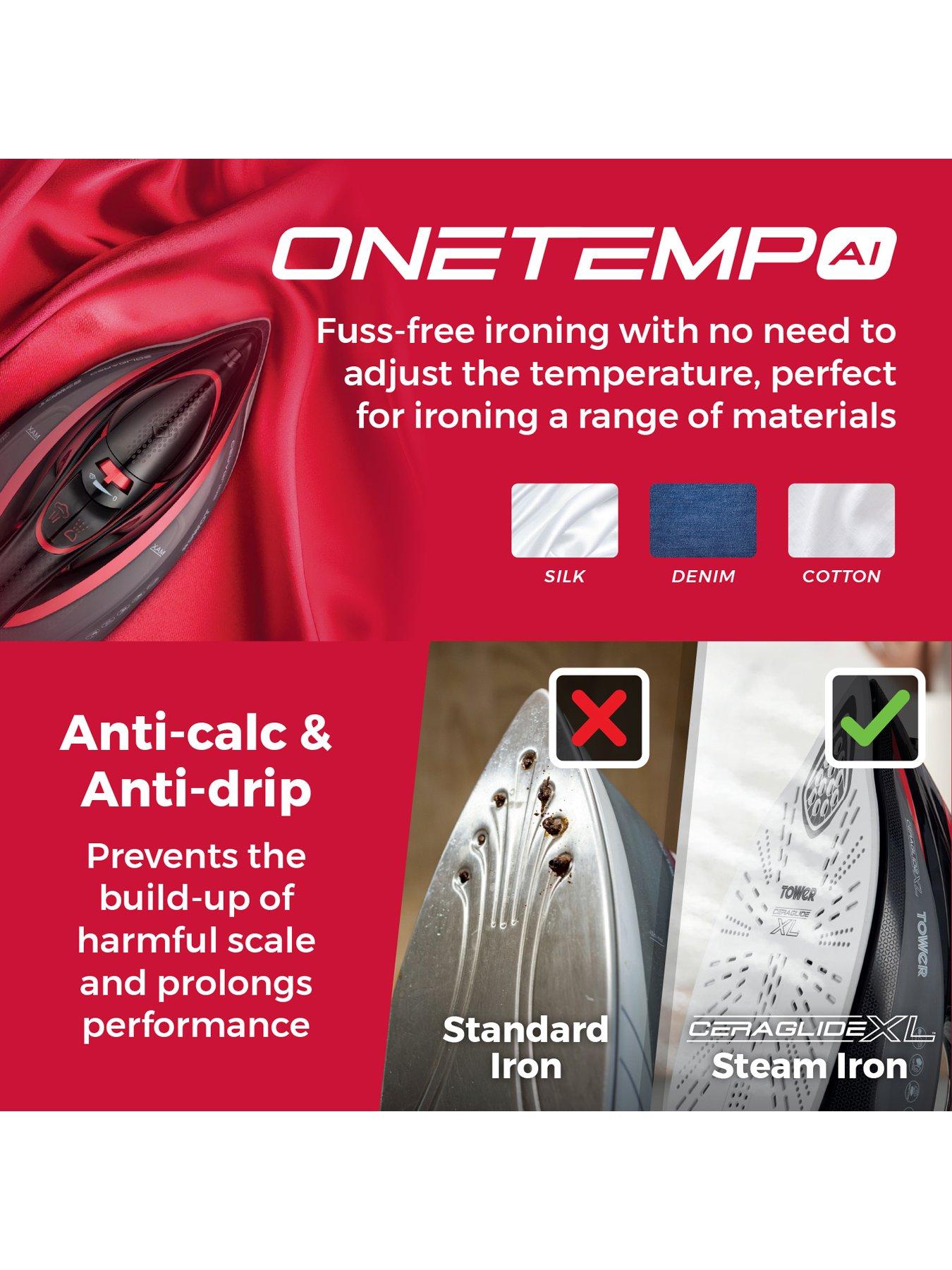 Image 4 of 7 of Tower T22034RED Steam Iron with Ceraglide XL Ceramic Soleplate - Red &amp; Black