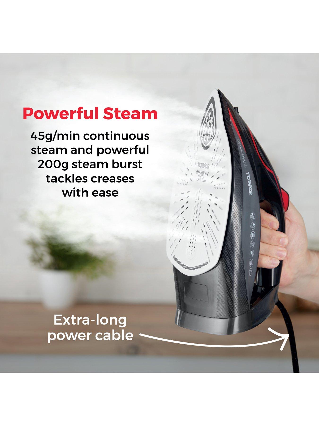 Image 5 of 7 of Tower T22034RED Steam Iron with Ceraglide XL Ceramic Soleplate - Red &amp; Black