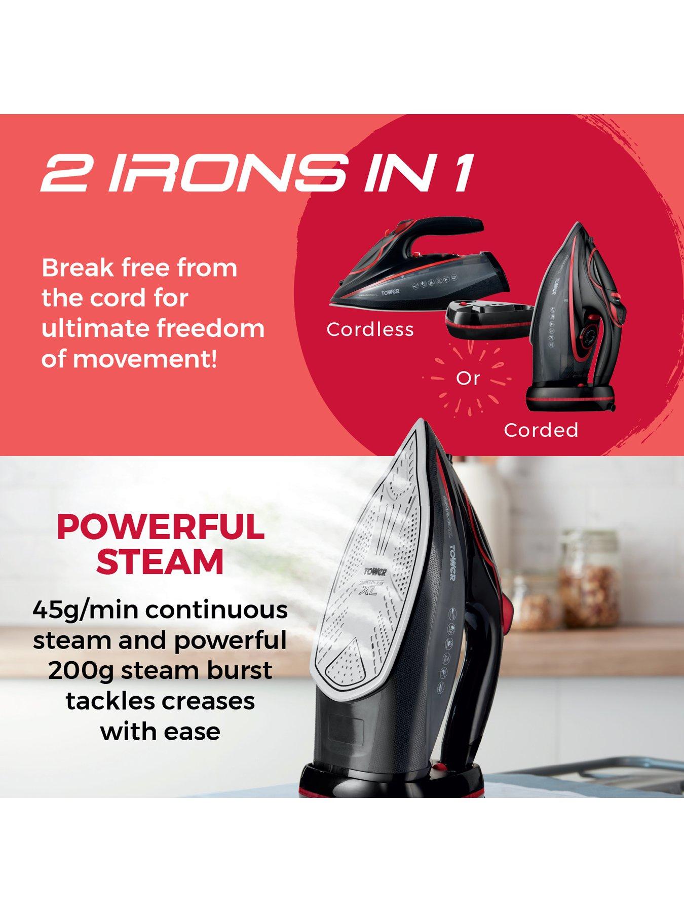 Image 5 of 7 of Tower T22035RED Cord/Cordless Steam Iron - Red &amp; Black