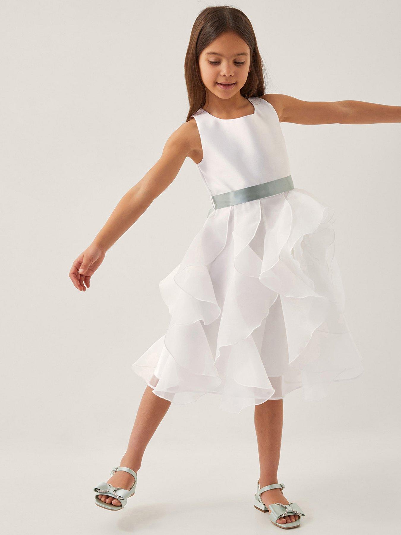 undefined Girls Organza Flower Can Can Dress - Ivory