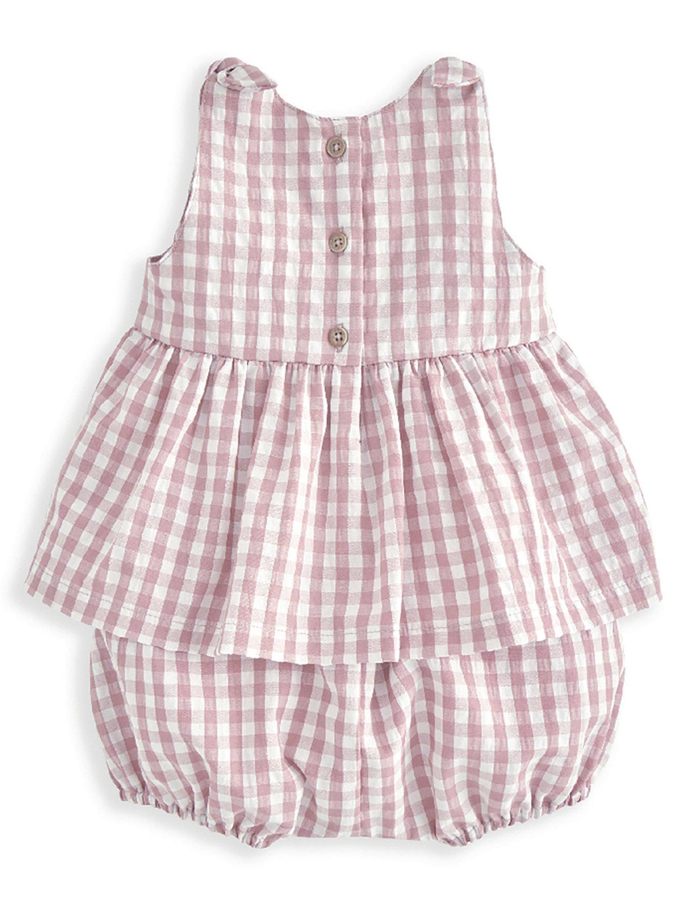 Image 2 of 5 of Mamas & Papas Baby Girls 2 Piece Gingham Sleeveless Top & Shorts Set - Pink