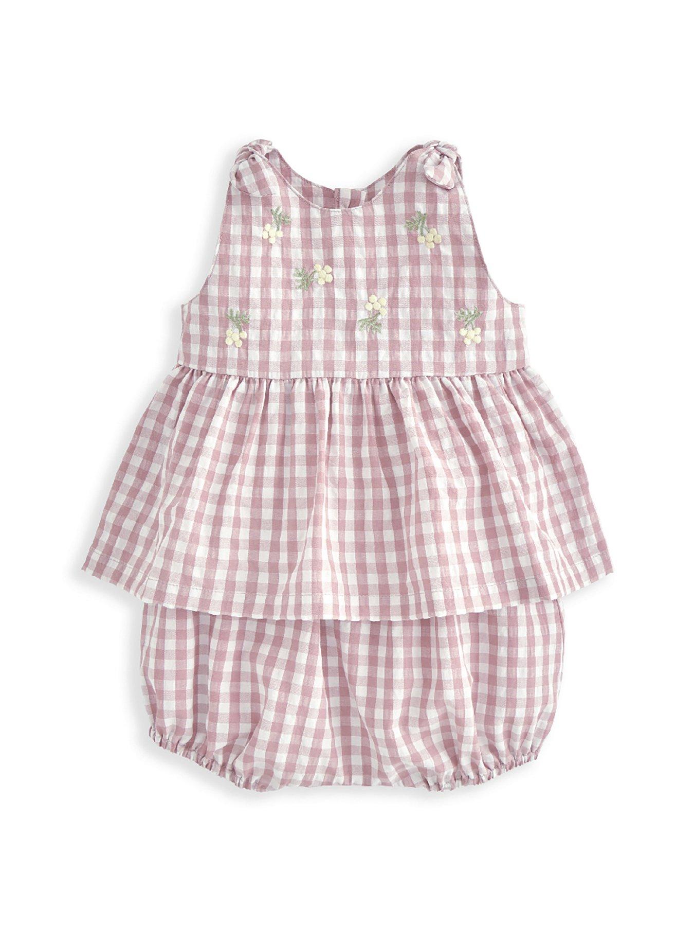 Image 3 of 5 of Mamas & Papas Baby Girls 2 Piece Gingham Sleeveless Top & Shorts Set - Pink