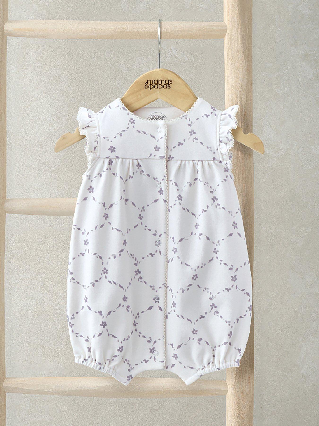 undefined Baby Girls Trellis Print Shortie Romper - Cream