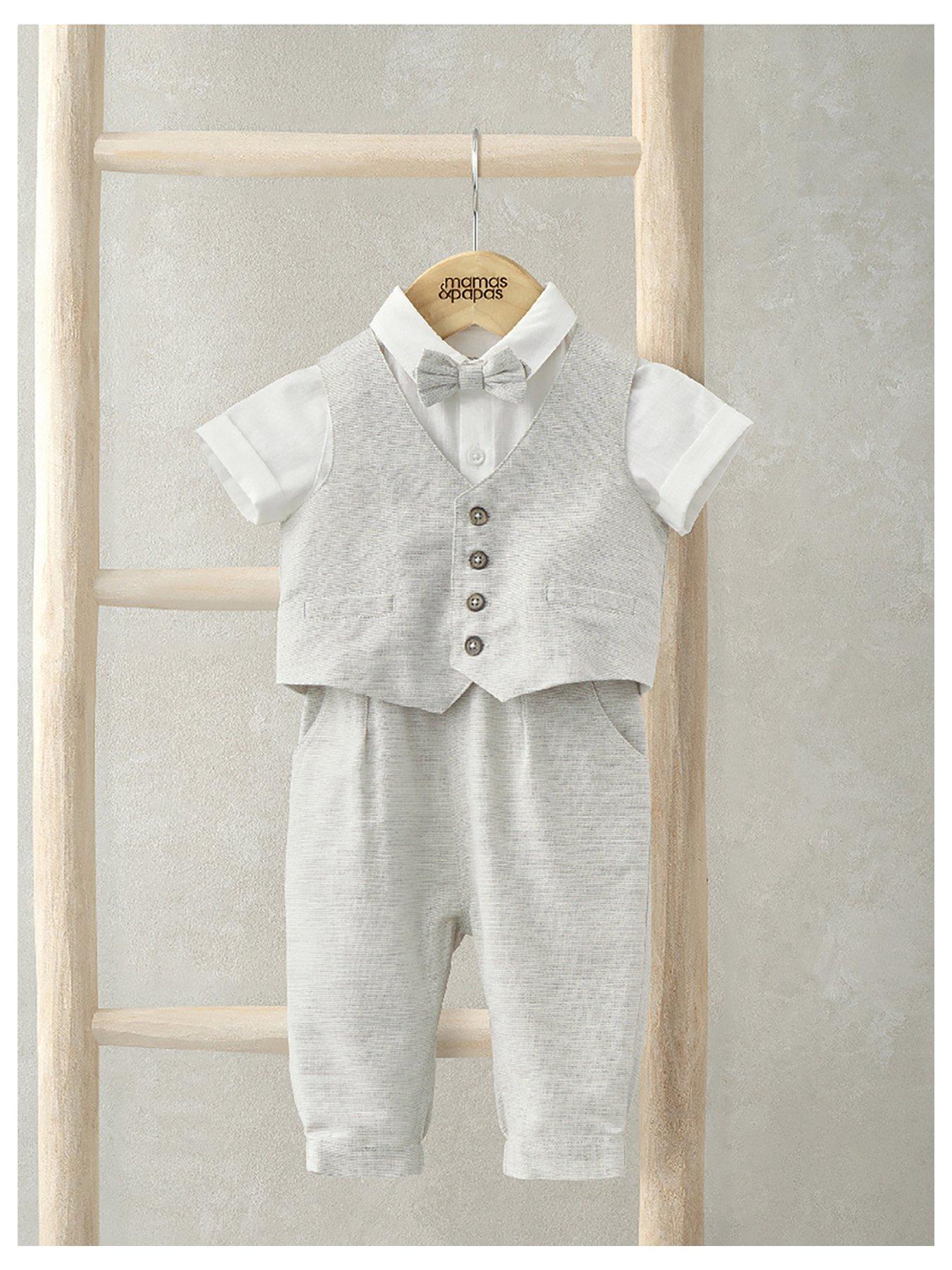 undefined Baby Boys 4 Piece Neutral Suit With Bow Tie - Beige