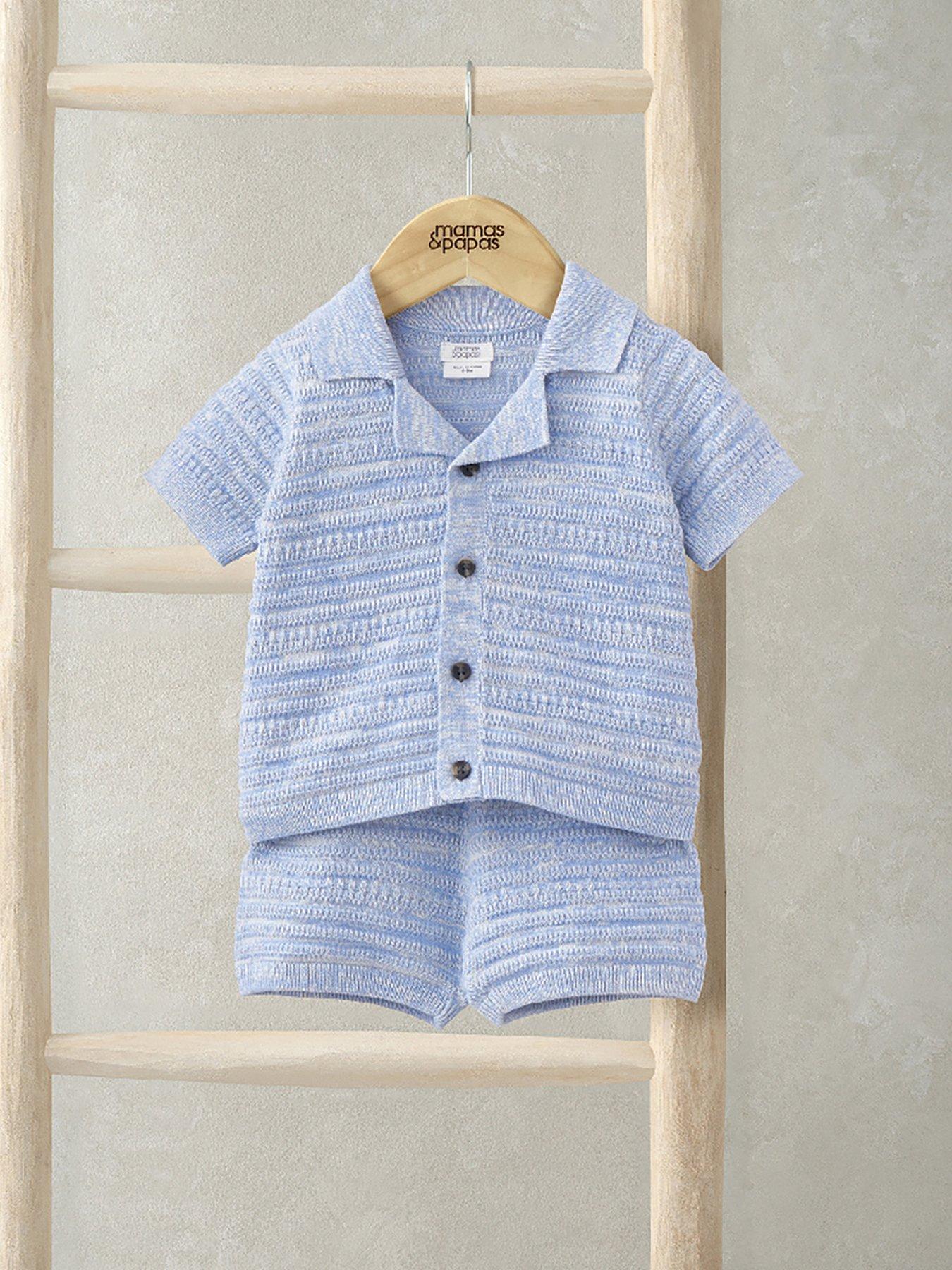 undefined Baby Boys 2 Piece Knitted Polo And Short Set - Blue