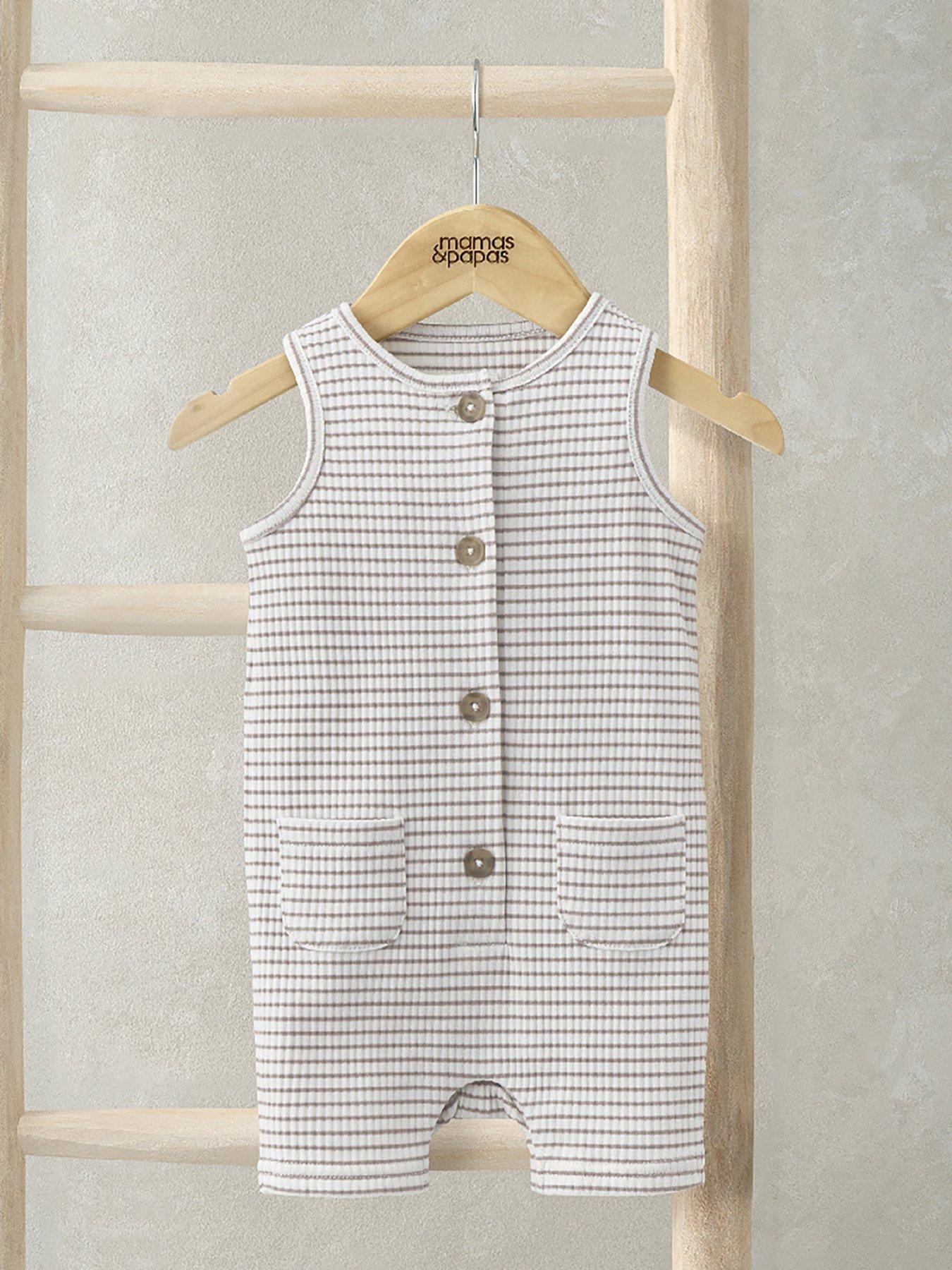 undefined Baby Unisex Striped Sleeveless Shortie Romper - Beige