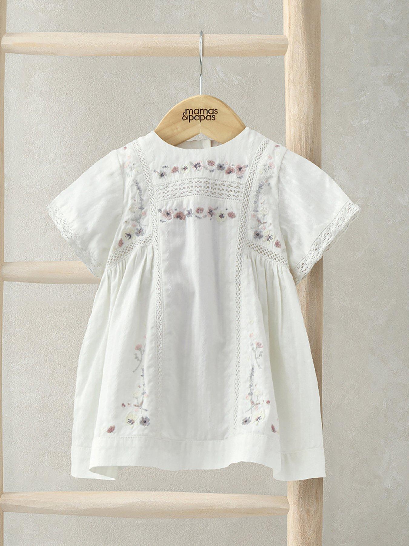 undefined Baby Girls Cotton Embroidered Dress - White
