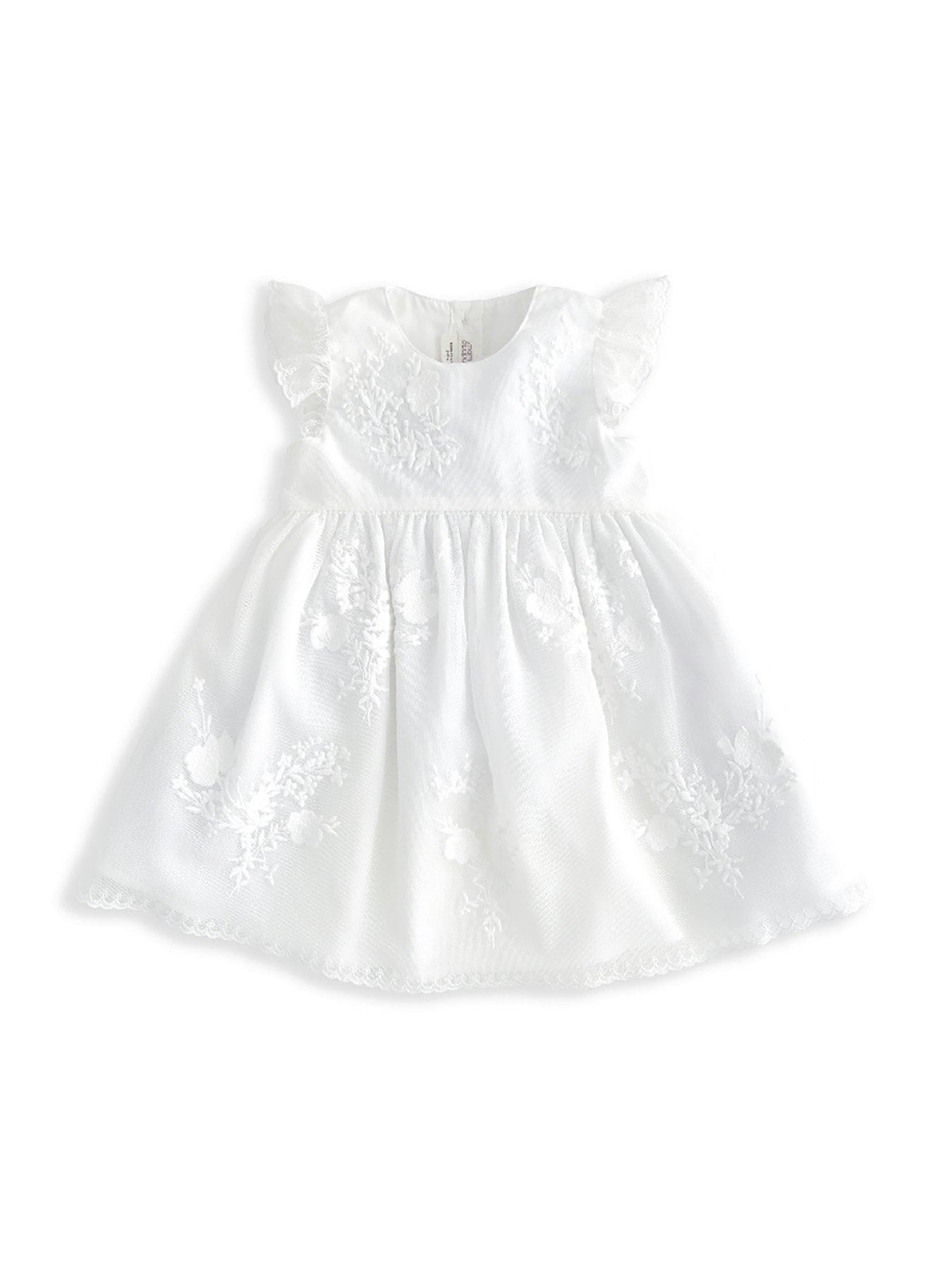 Mamas Papas Baby Girls Embroidered Lace Dress White Very