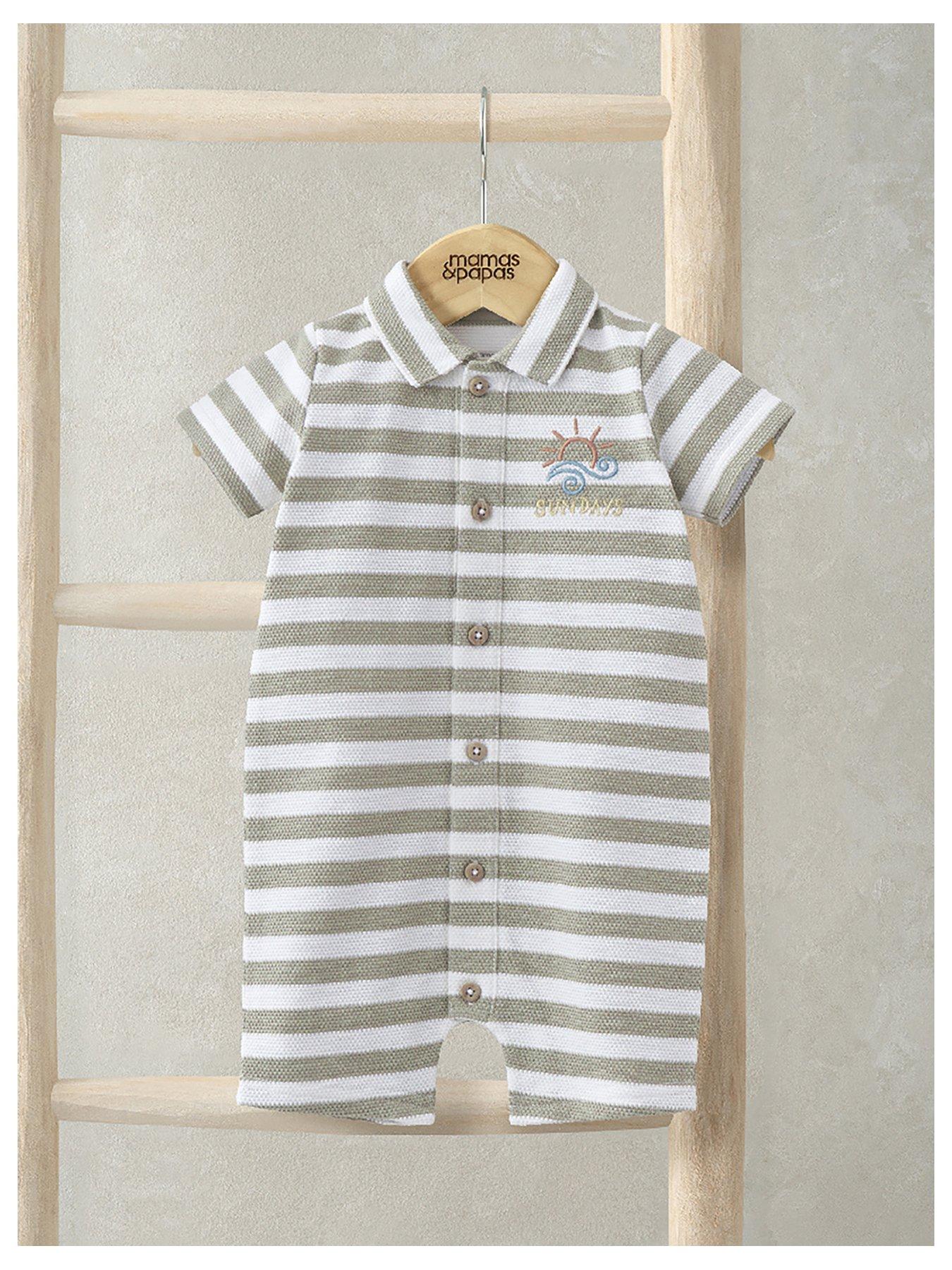 undefined Baby Boys Pique Striped Romper - Multi