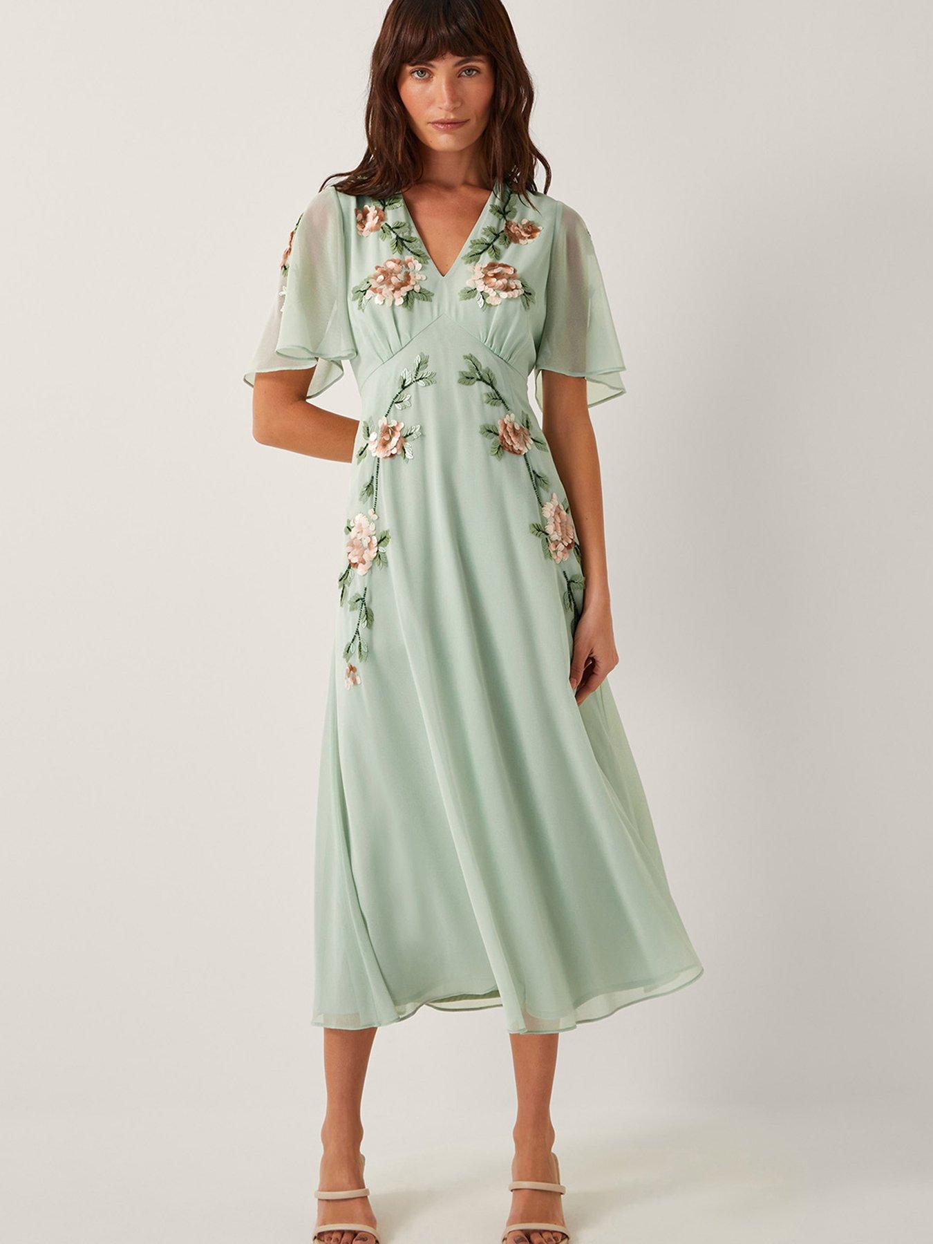 undefined Cora Embellished Dress - Sage