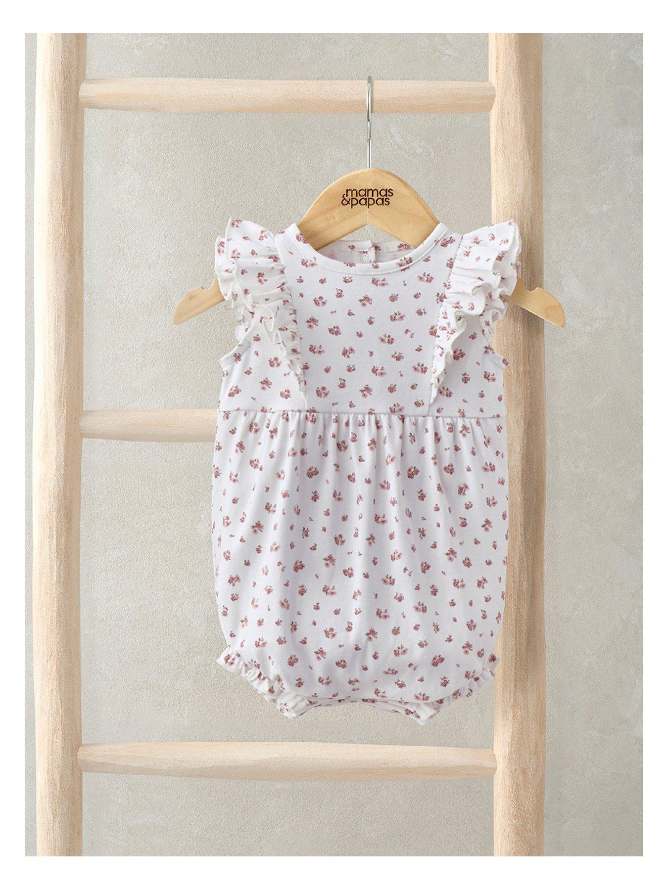 undefined Baby Girls Ditsy Rose Print Frill Shortie Romper - Multi