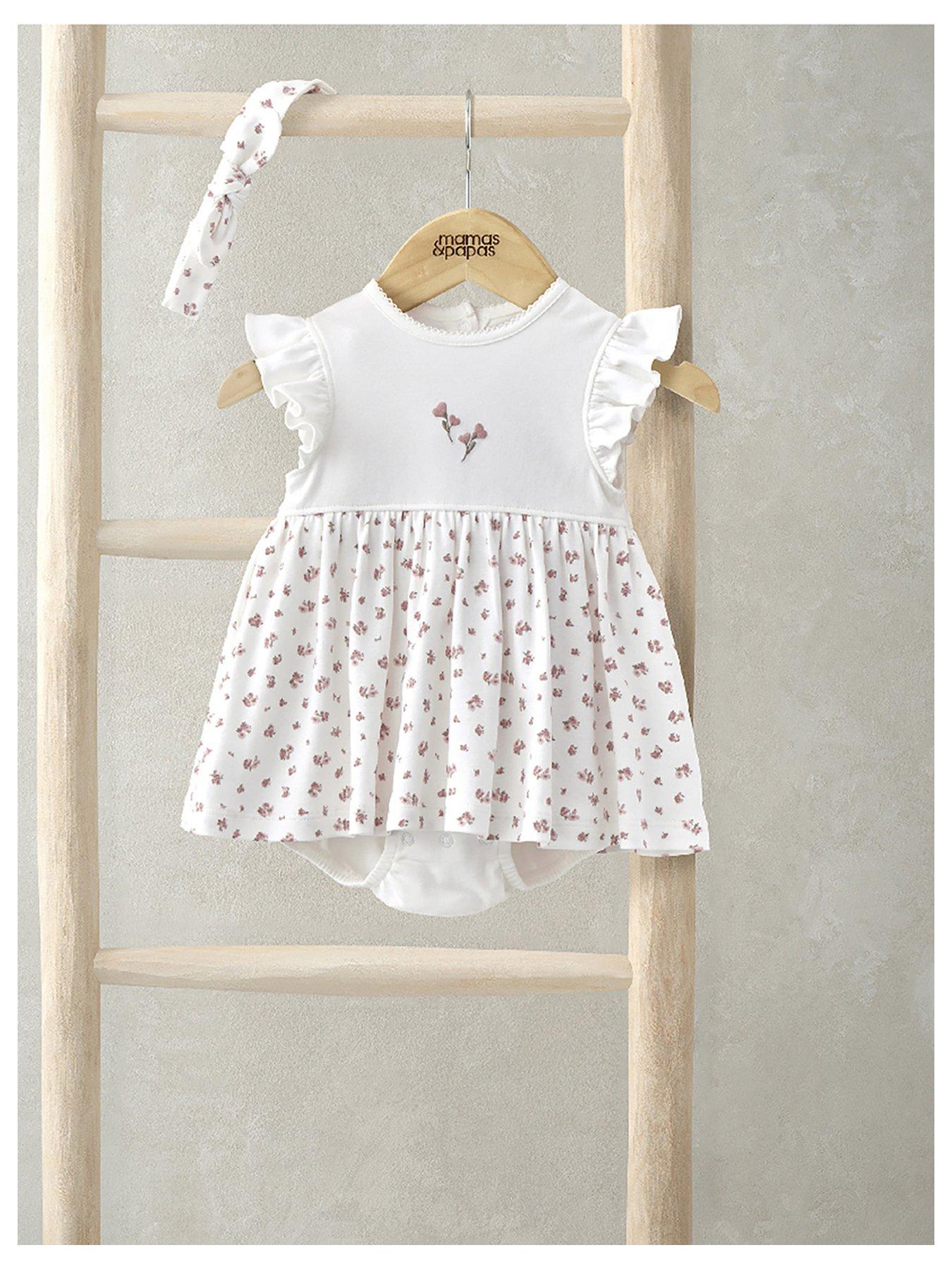 undefined Baby Girls 2 Piece Rose Print Dress & Headband Set - Pink