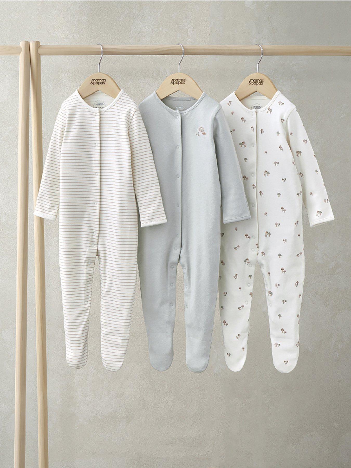 undefined Baby Unisex 3 Pack Mushroom Sleepsuits - Multi