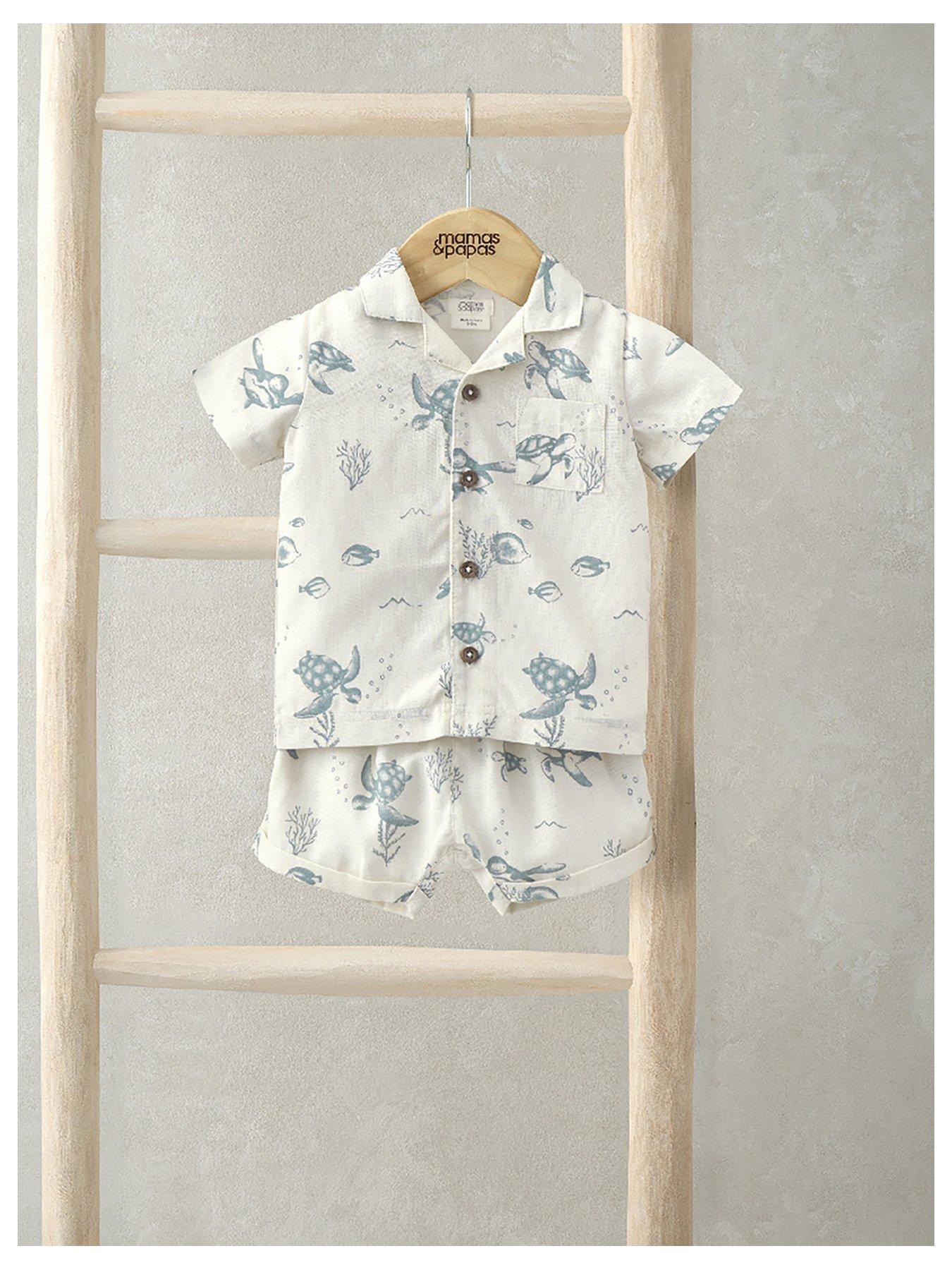 undefined Baby Boys 2 Piece Turtle Under The Sea Print Shirt & Short Set - Blue