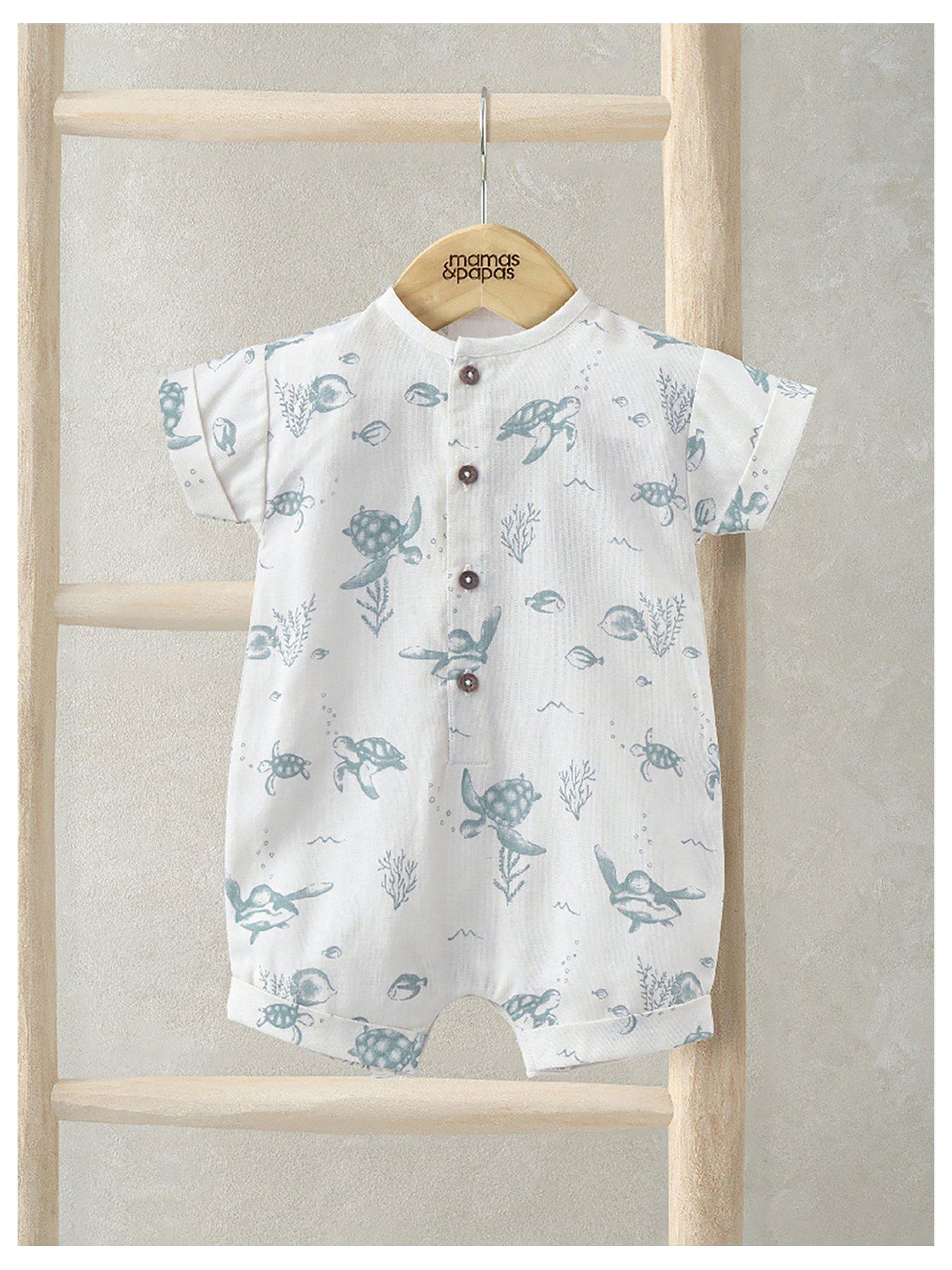 undefined Baby Boys Turtle Under The Sea Print Romper - Blue