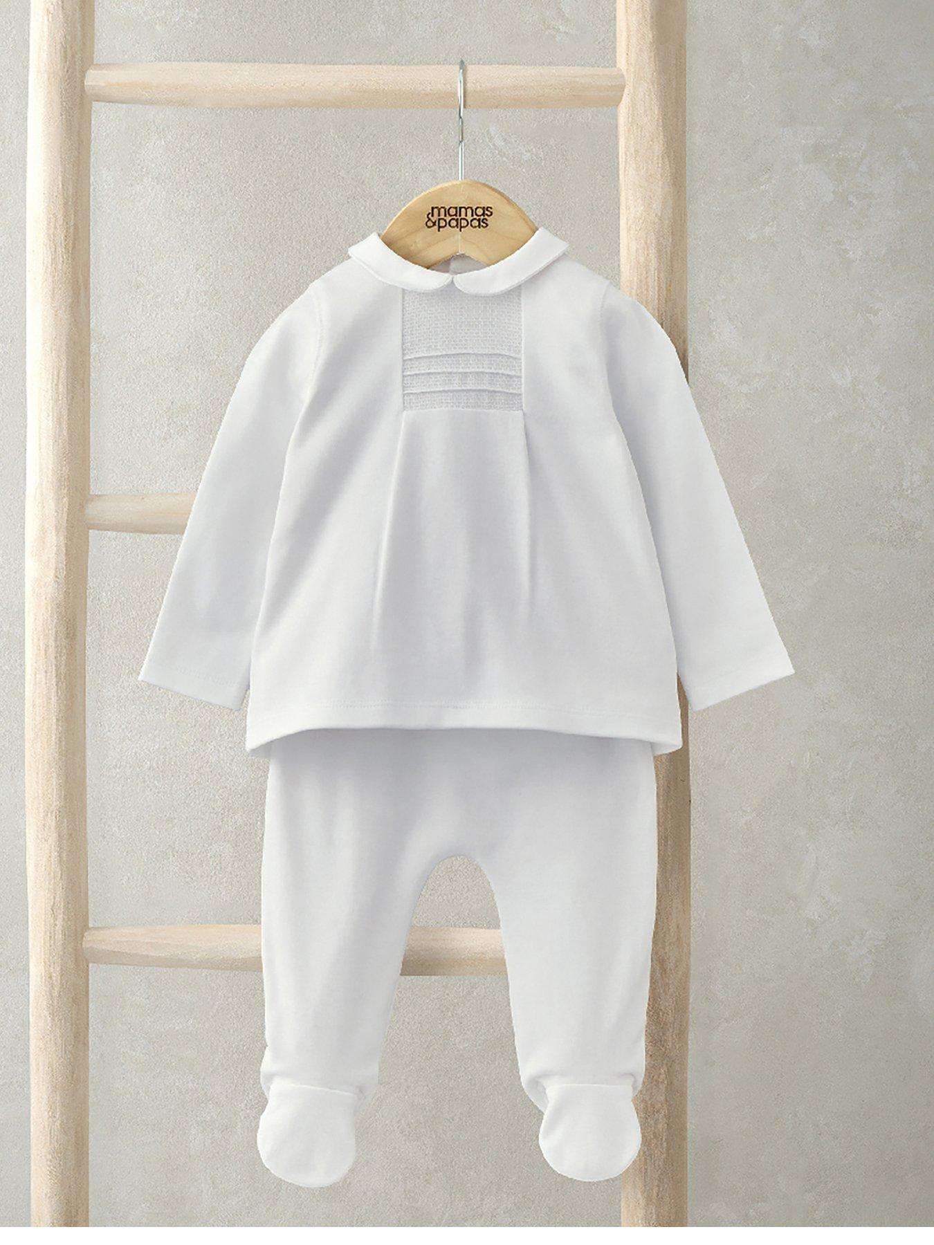 undefined Baby Unisex 2 Piece Pintuck Outfit Set - White