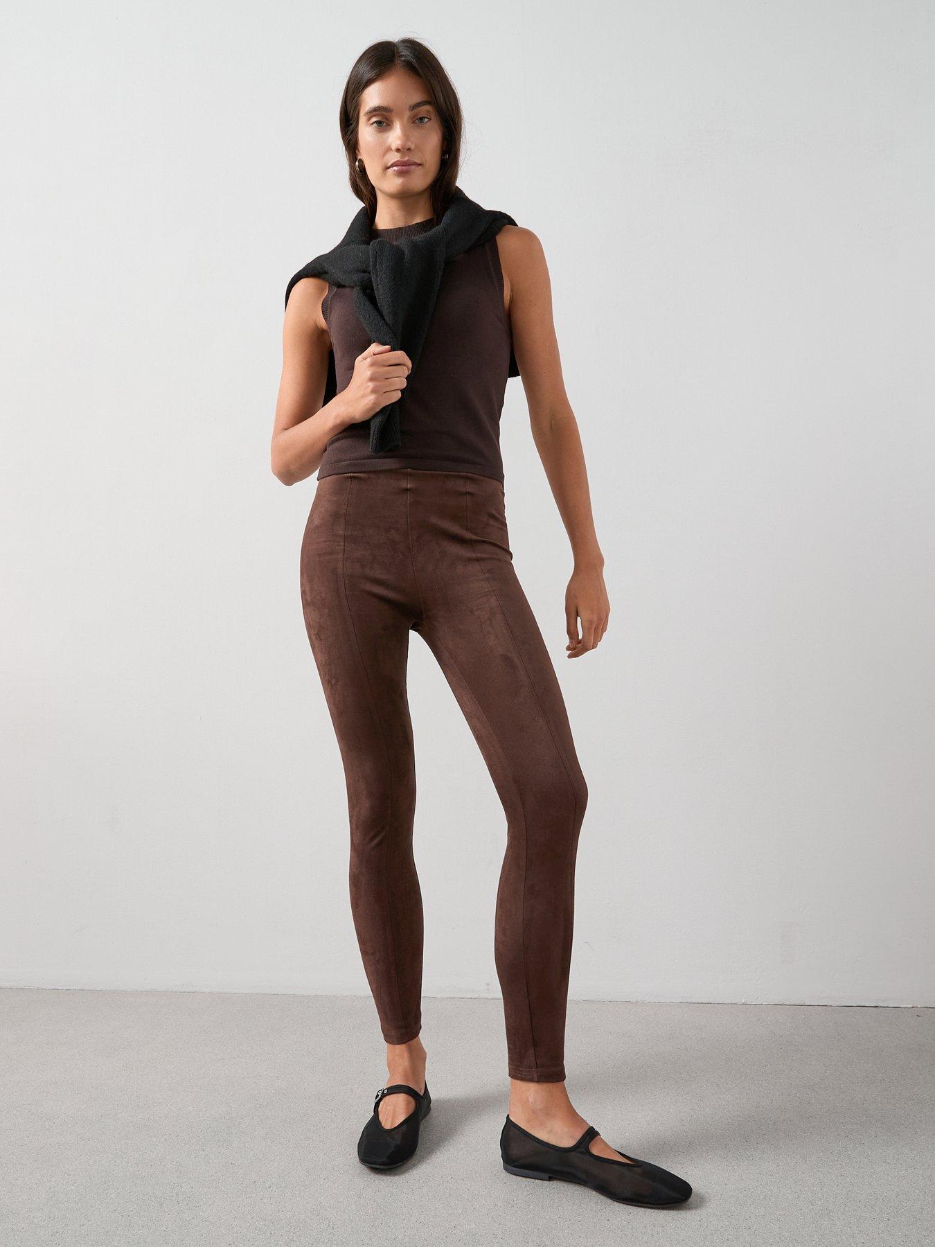 The Very Collection Faux Suede Leggings - Brown