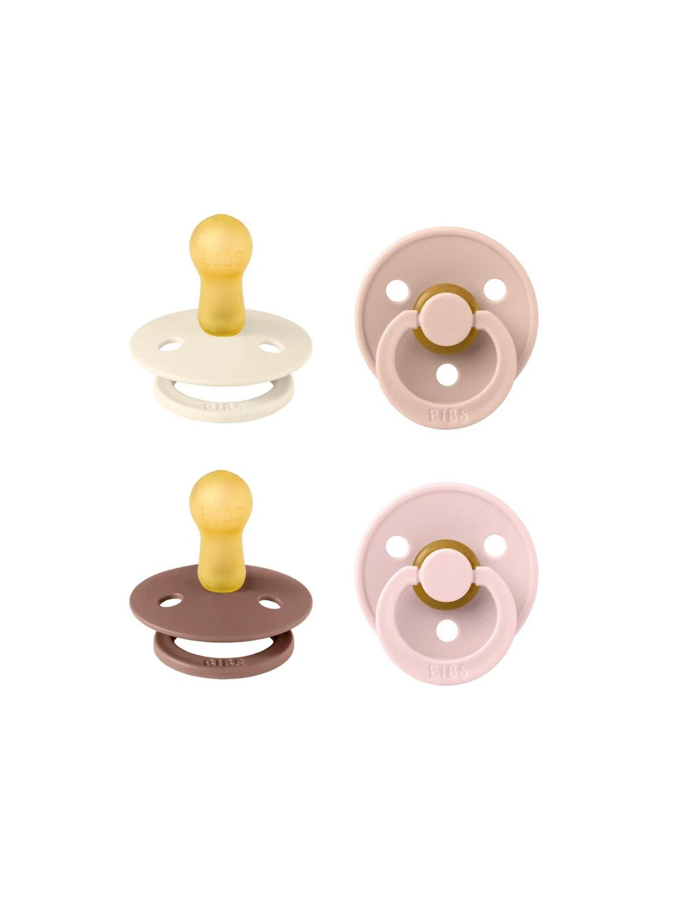 BIBS 4 Pack Colour Soothers - Baby Blush (Size 1) Round Nipple