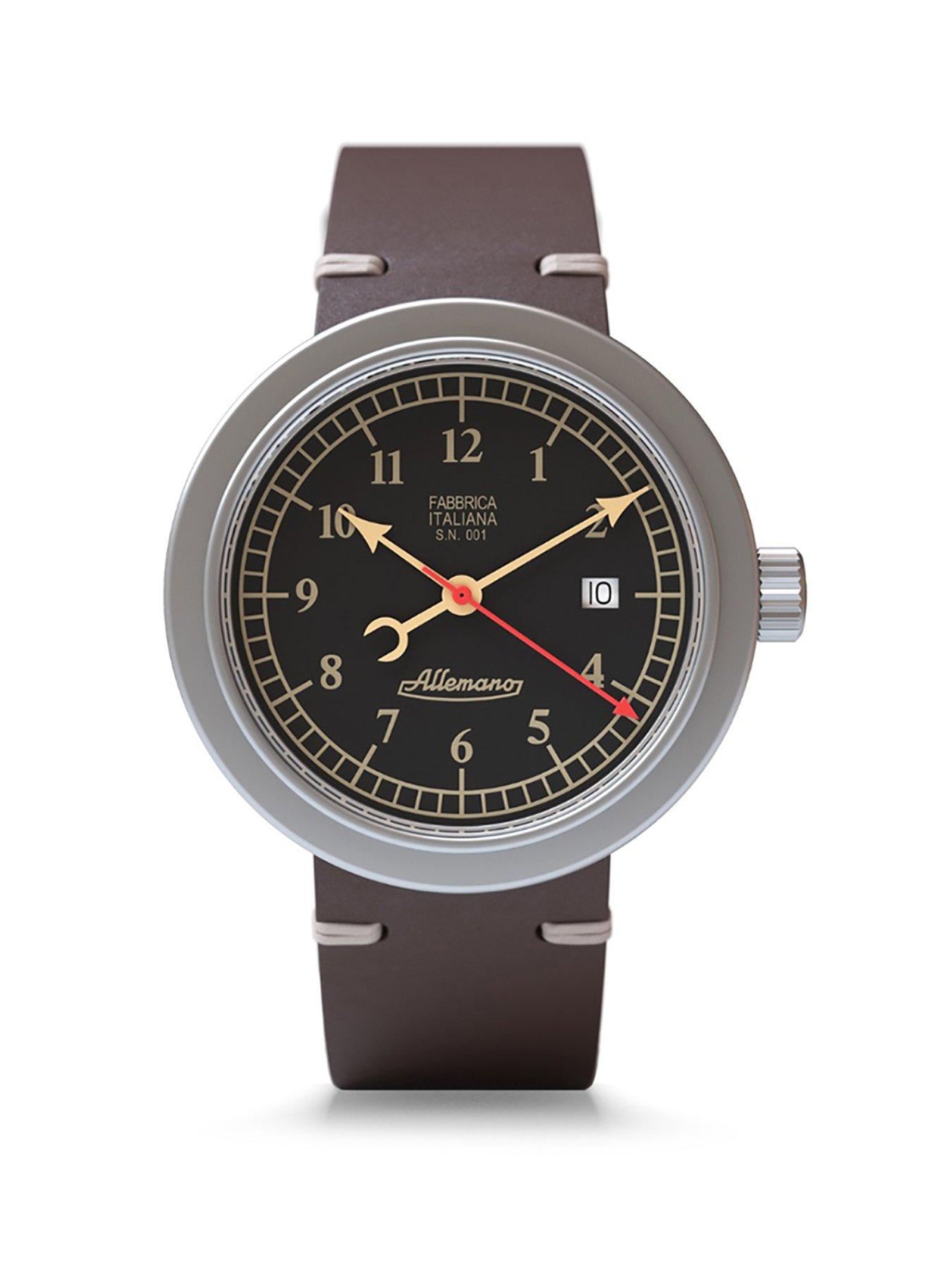 undefined Day Black Dial Sandblasted Steel Case Brown Strap